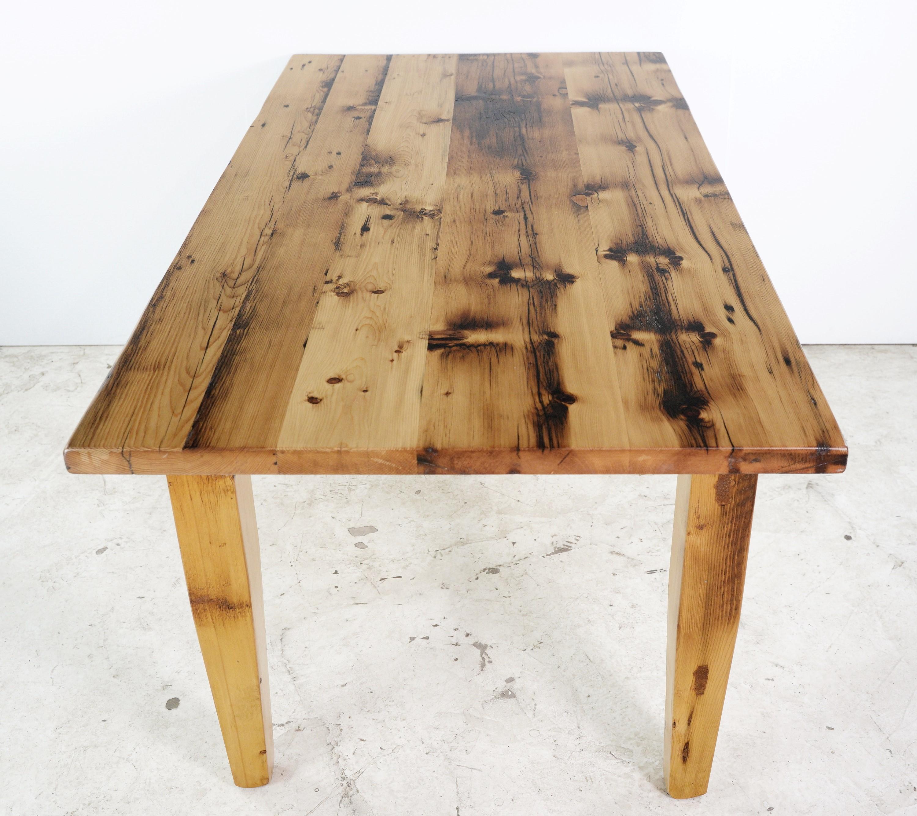Rustic 6 ft  Pine Tapered Leg Dining Room Harvest Farm Table For Sale