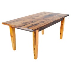 6 ft  Table de salle à manger en pin à pieds fuselés Harvest Farm Table