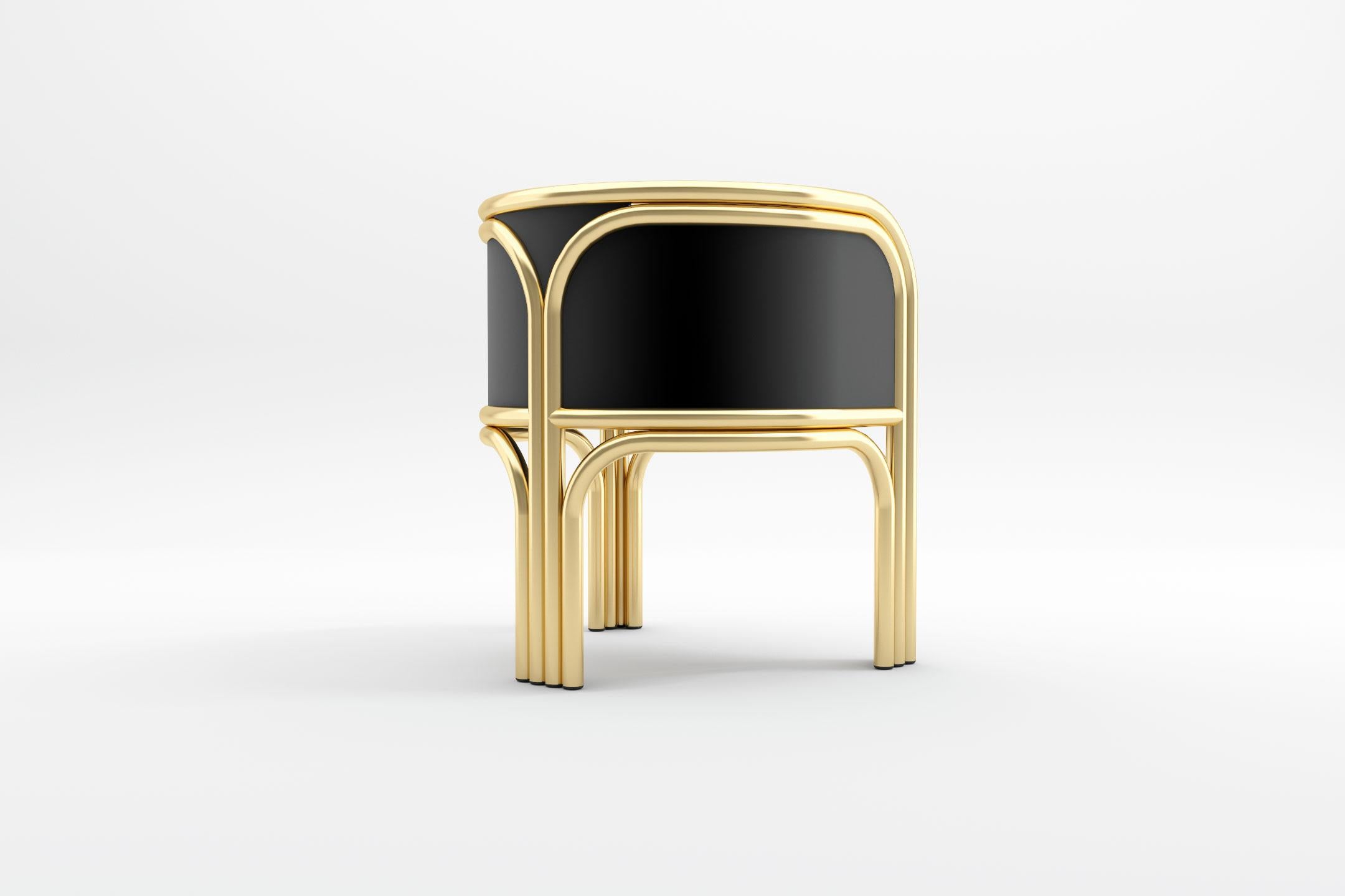 6 Gatsby-Stühle – moderner Art-Déco-Stuhl aus Messing und Samt (Europäisch) im Angebot