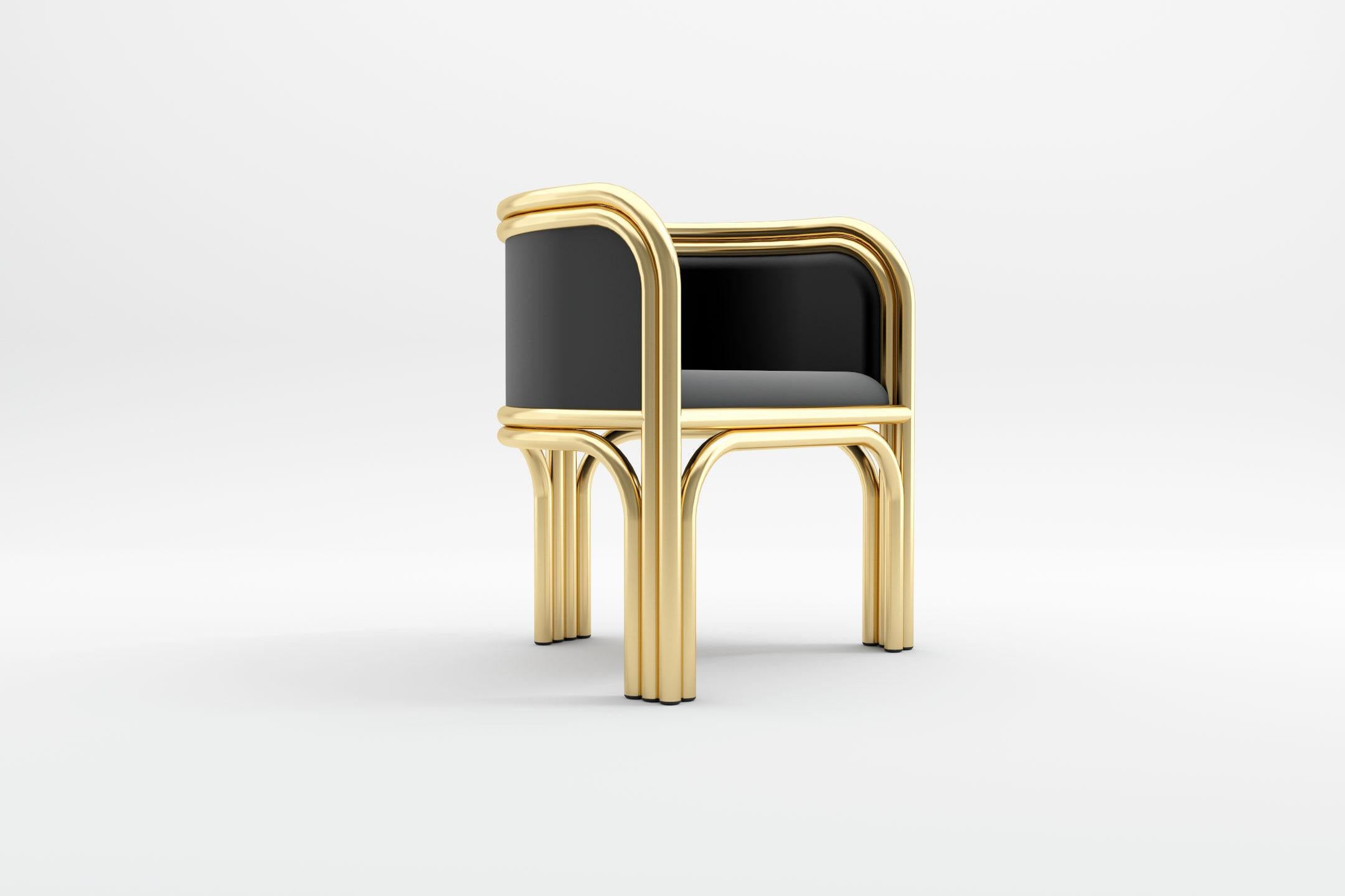 6 Gatsby-Stühle – moderner Art-Déco-Stuhl aus Messing und Samt (21. Jahrhundert und zeitgenössisch) im Angebot