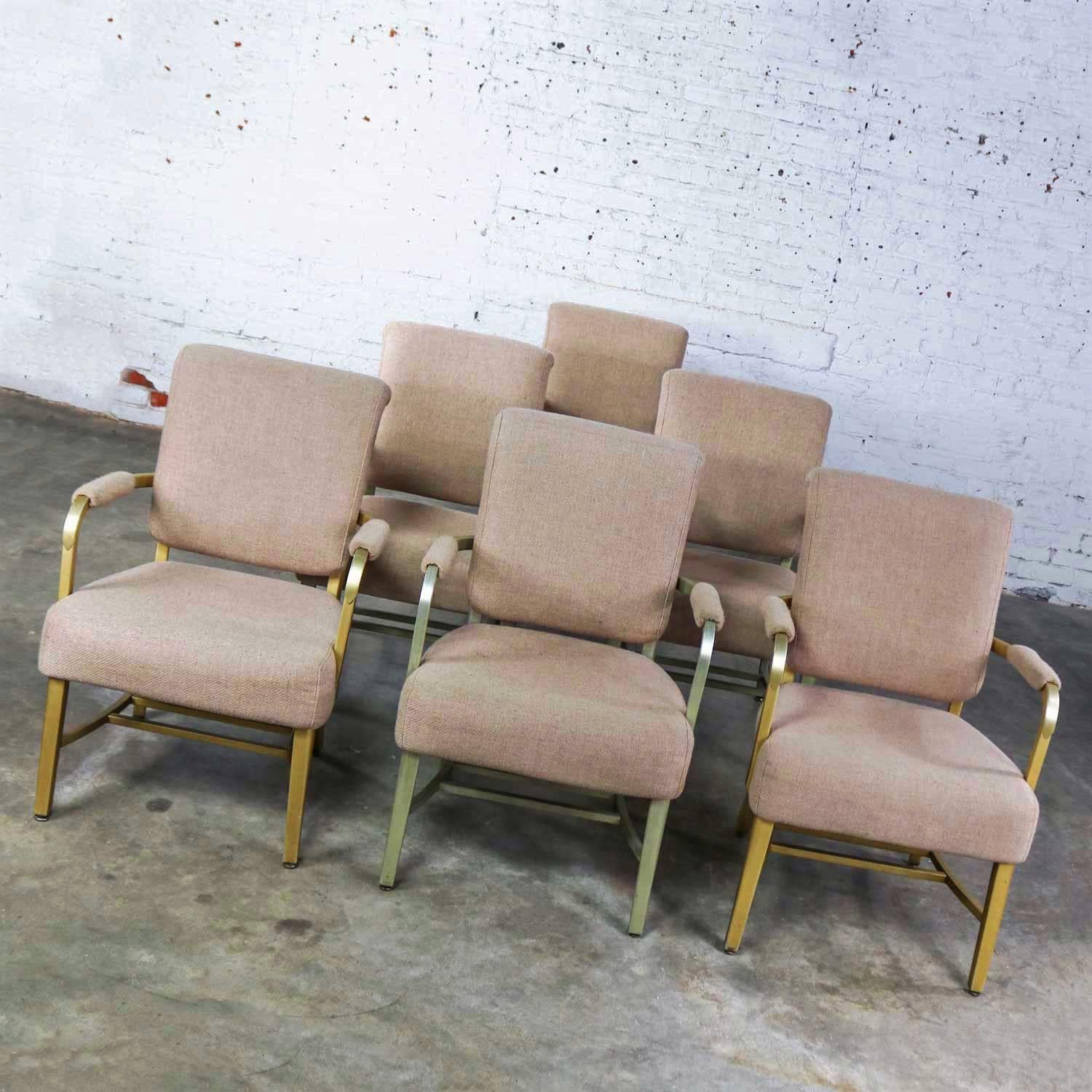 American 6 General Fireproofing Mid Century Machine Age Aluminum Goodform Armchairs For Sale