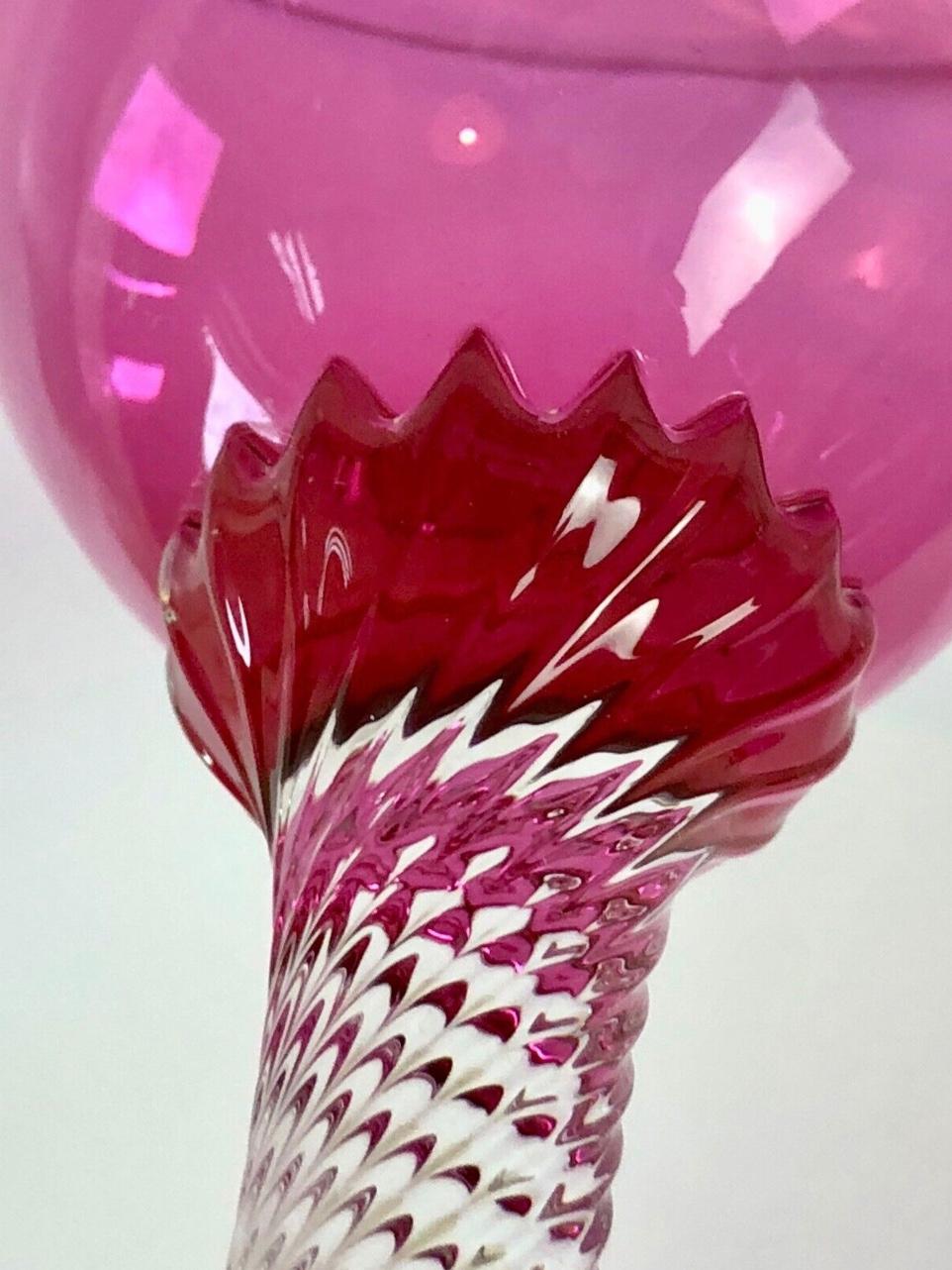 6 George Borgfeldt „Lisa Cranberry“ Optic Goblets & Twist Stiel, 1970er Jahre USA (Französisch) im Angebot