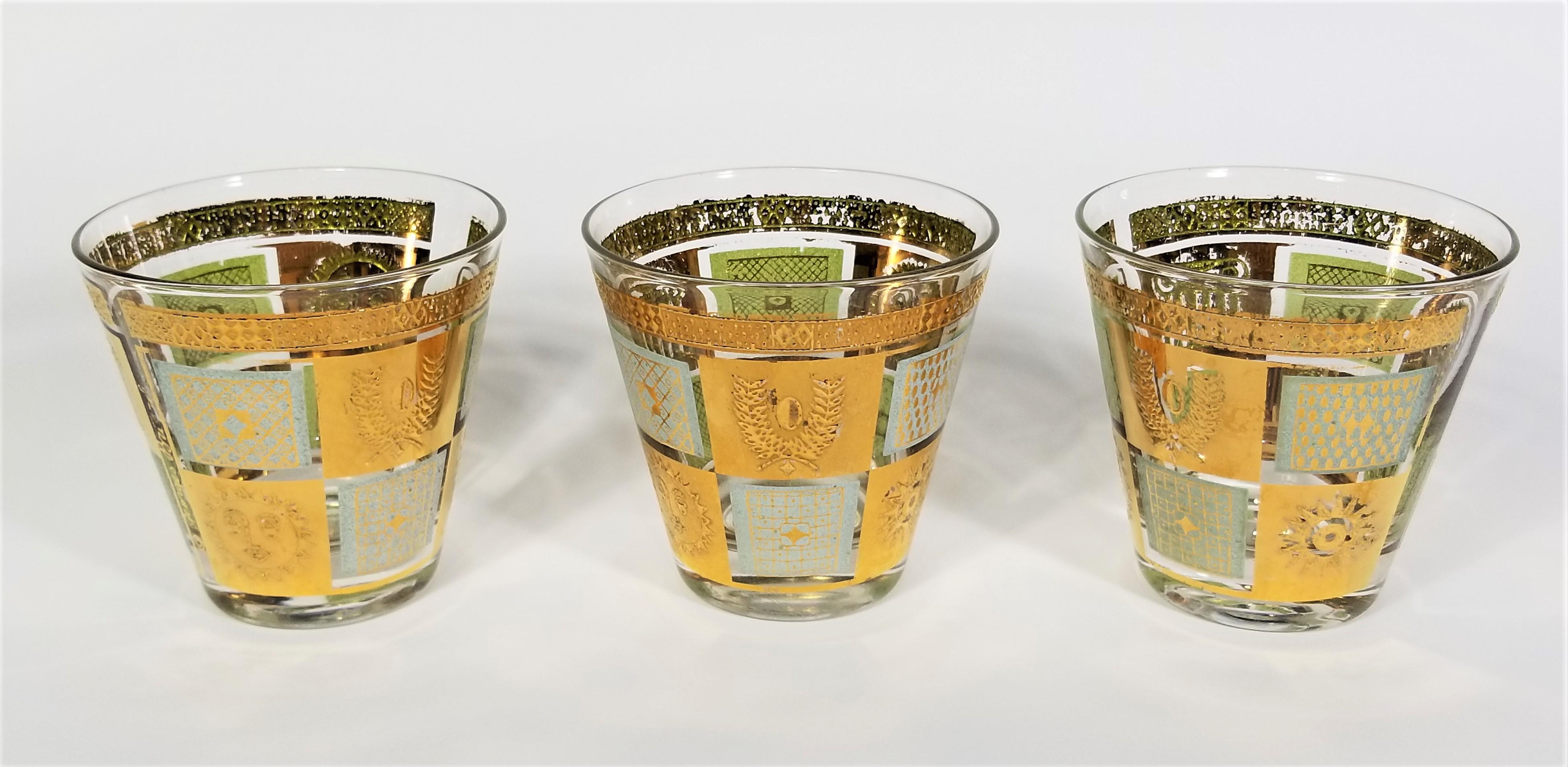 Georges Briard 22K Gold Rocks Glassware Barware 1960s Mid Century  In Good Condition For Sale In New York, NY
