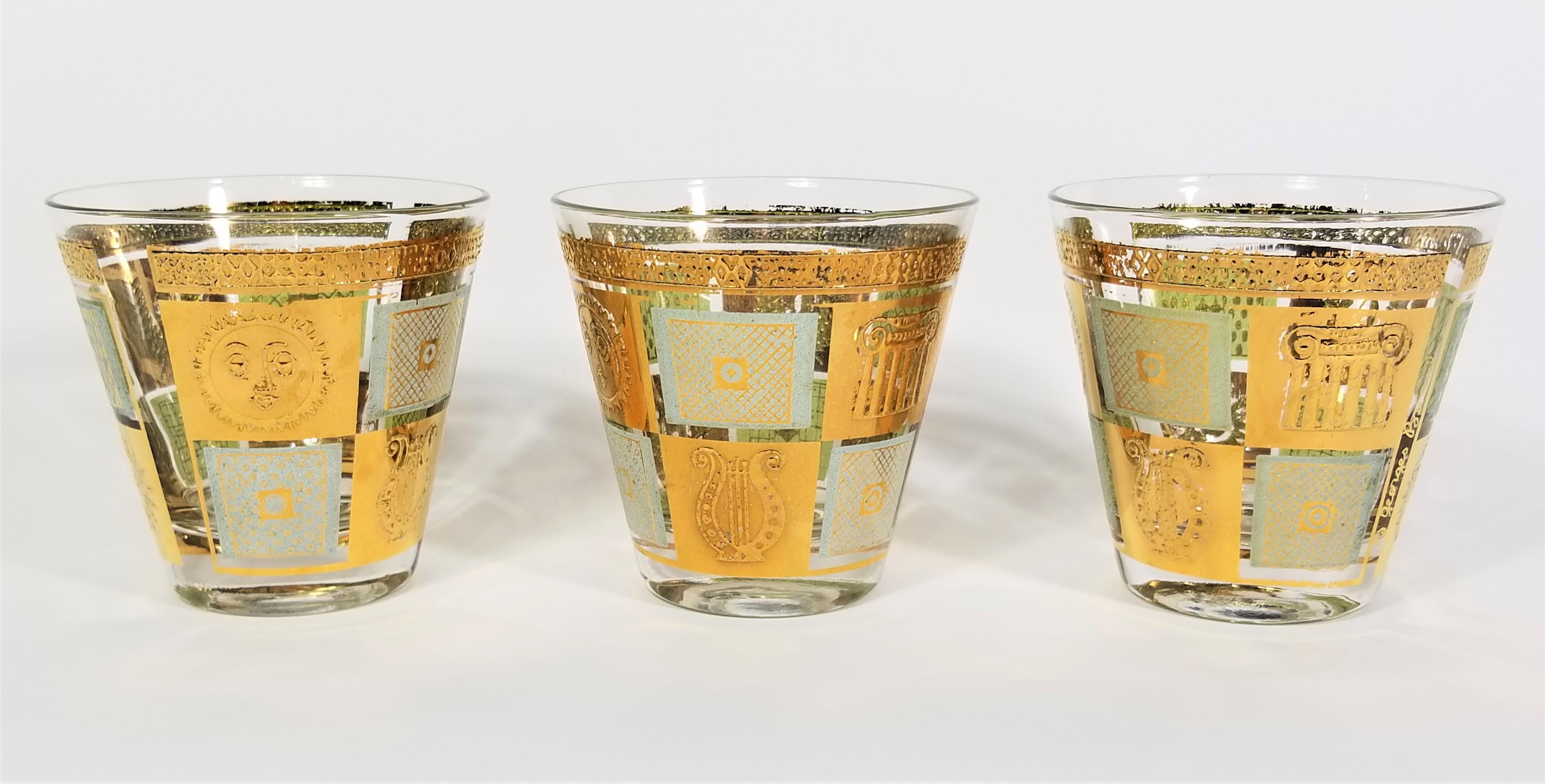 20th Century Georges Briard 22K Gold Rocks Glassware Barware 1960s Mid Century  For Sale