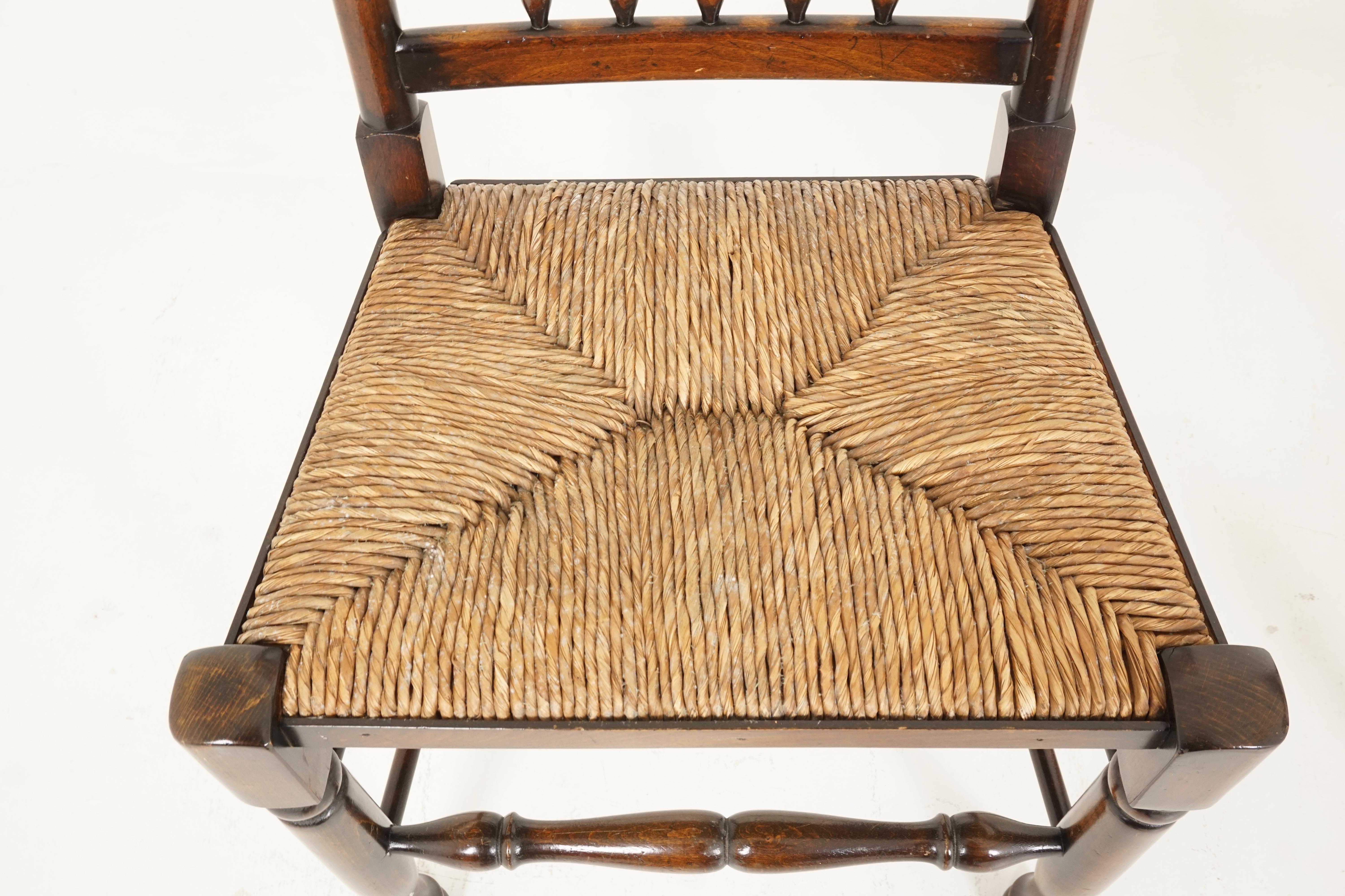 Late 20th Century 6 Georgian Style Rush Seat Dining Chairs Reproduction '4+2' Scotland 1970, B2393