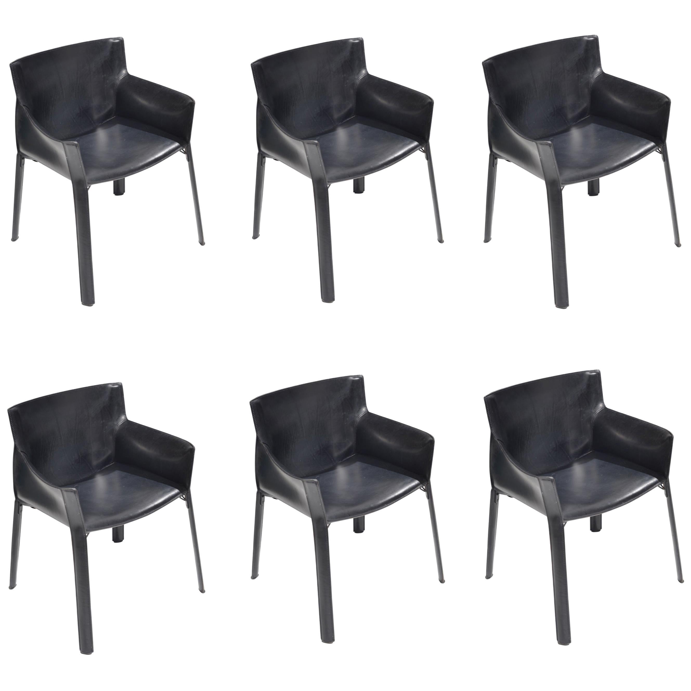 6 Giancarlo Vegni for Fasem 'P90' Leather Chairs