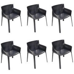 6 chaises en cuir Giancarlo Vegni pour Fasem 'P90'