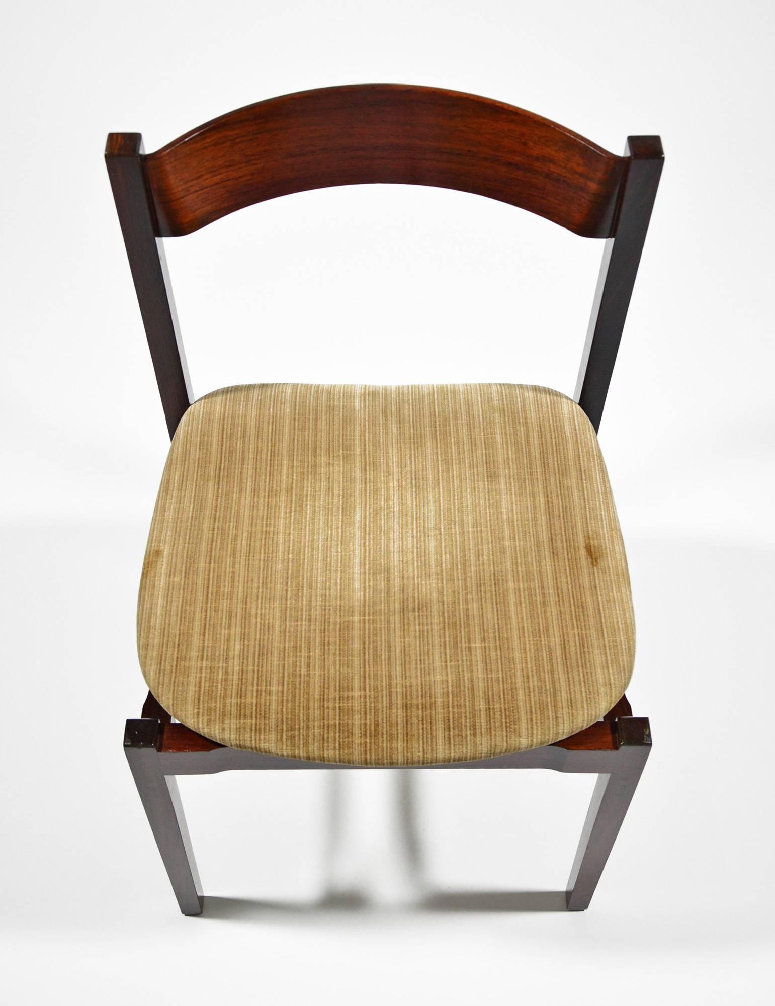 Velvet Six Gianfranco Frattini Rosewood Chairs Mod. 101 for Cassina, 1959