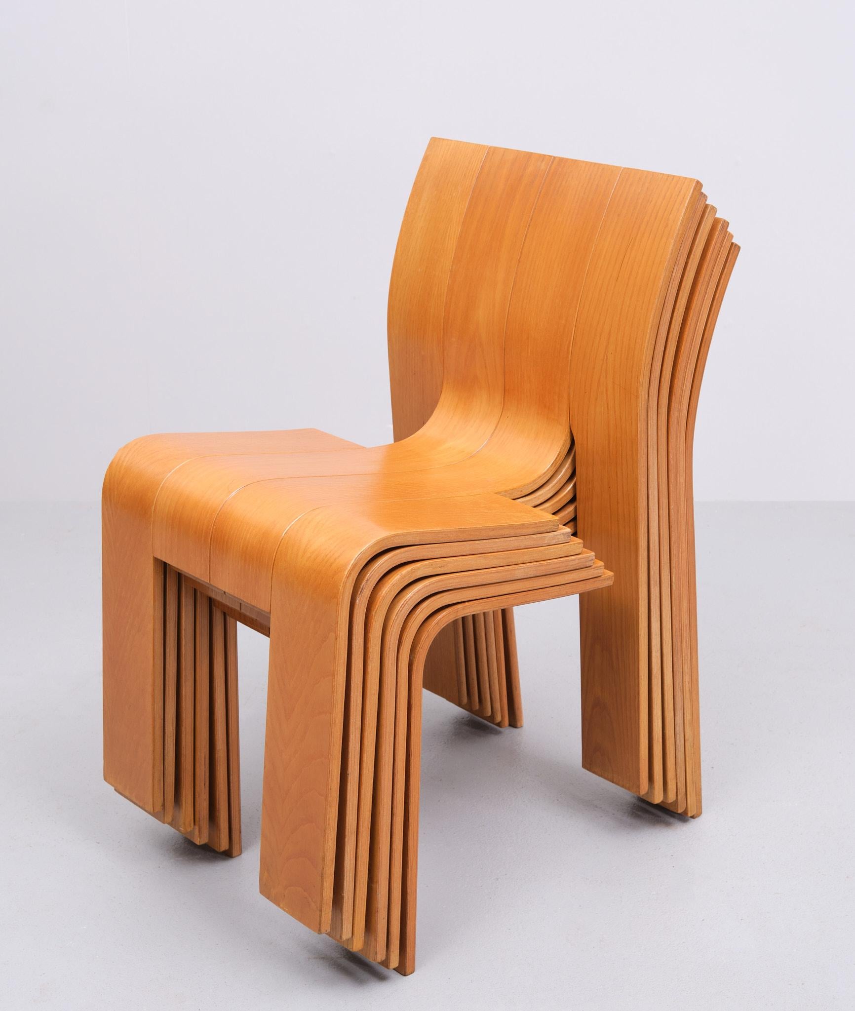 Beech 6 Gijs Bakker Strip Chairs 1972 Holland 