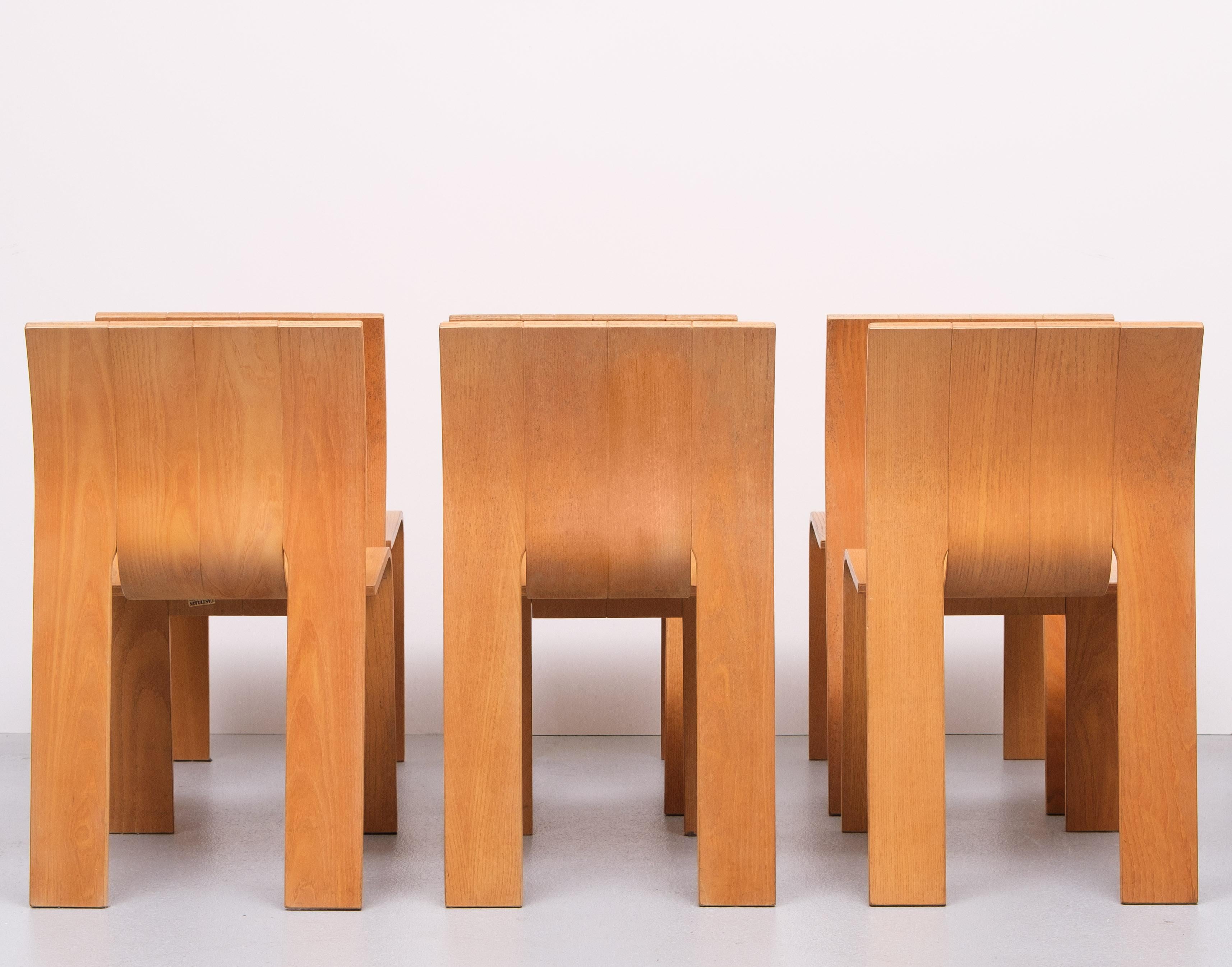 6  Gijs Bakker gestreifte Stühle  für castelyn  1970s (Ende des 20. Jahrhunderts) im Angebot