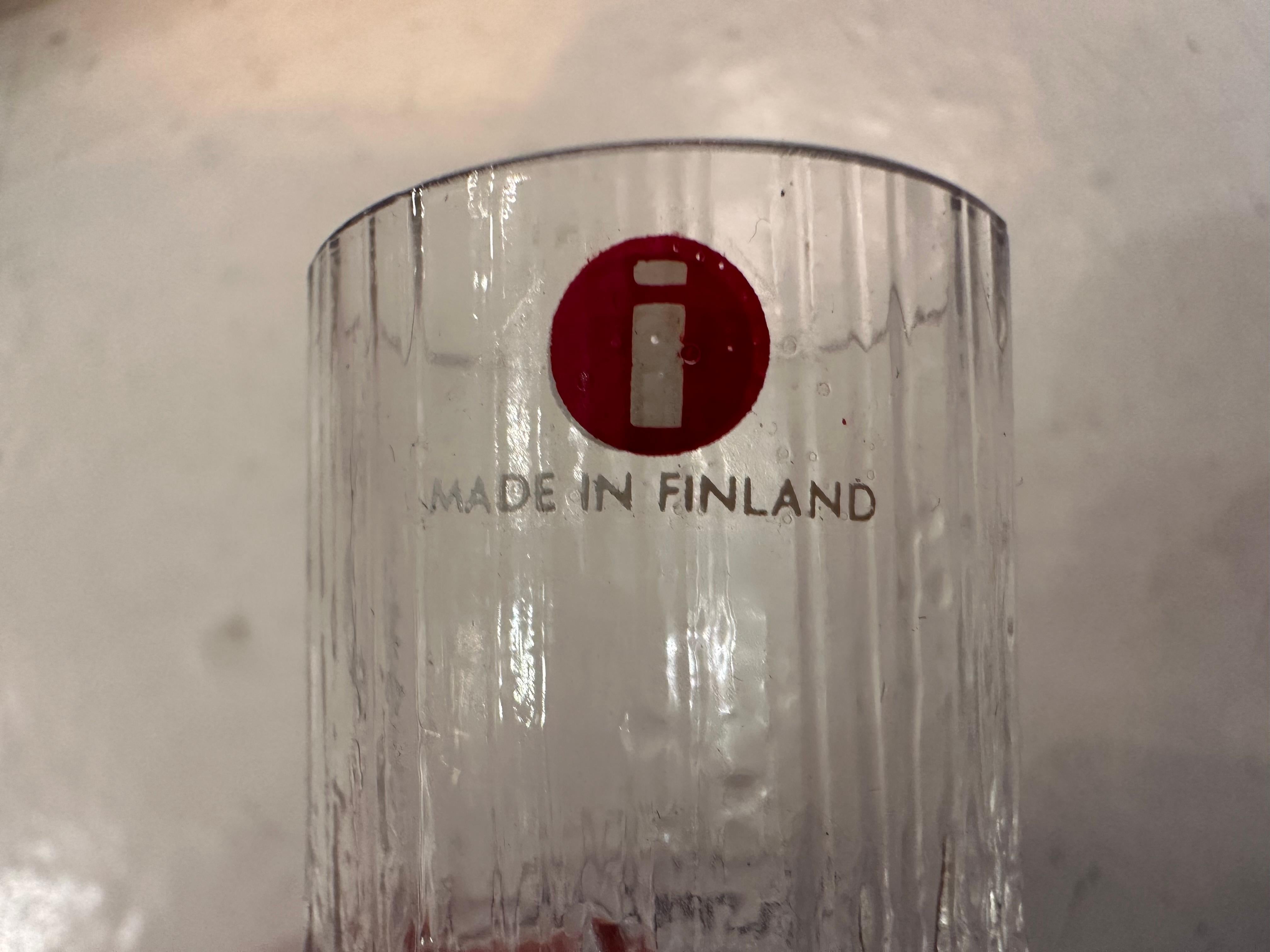 6 Gläser 1970, Label made in Finland,  Tapio Wirkkala mit seiner Originalverpackung  im Angebot 3