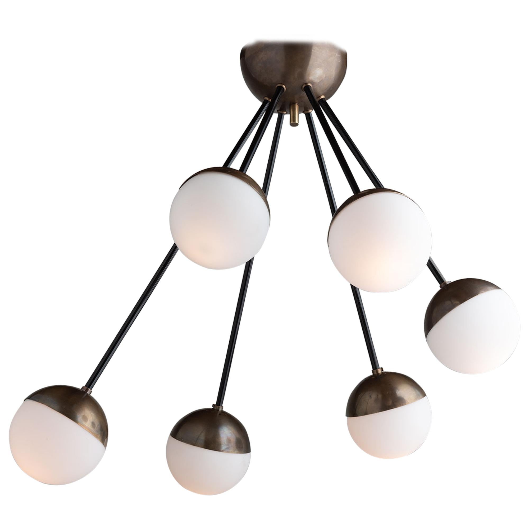 6-Globe Modern Chandelier, Made in Italy For Sale