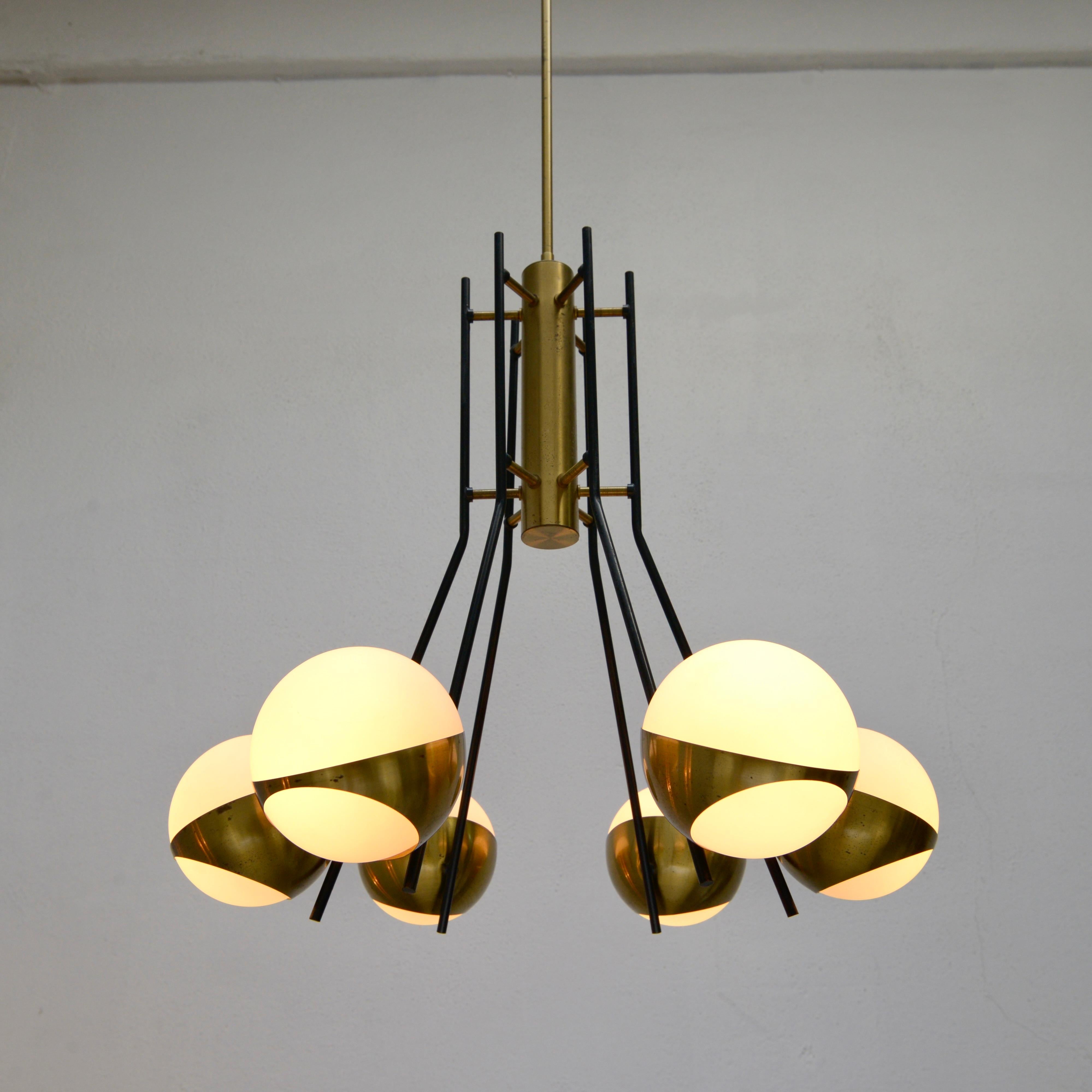 6 Globe Stilnovo Chandelier For Sale 2