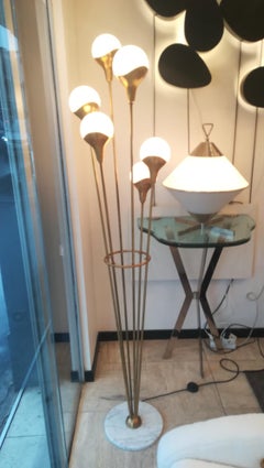 6 Globes Brss and Glass Floor Lam Stilnovo Style