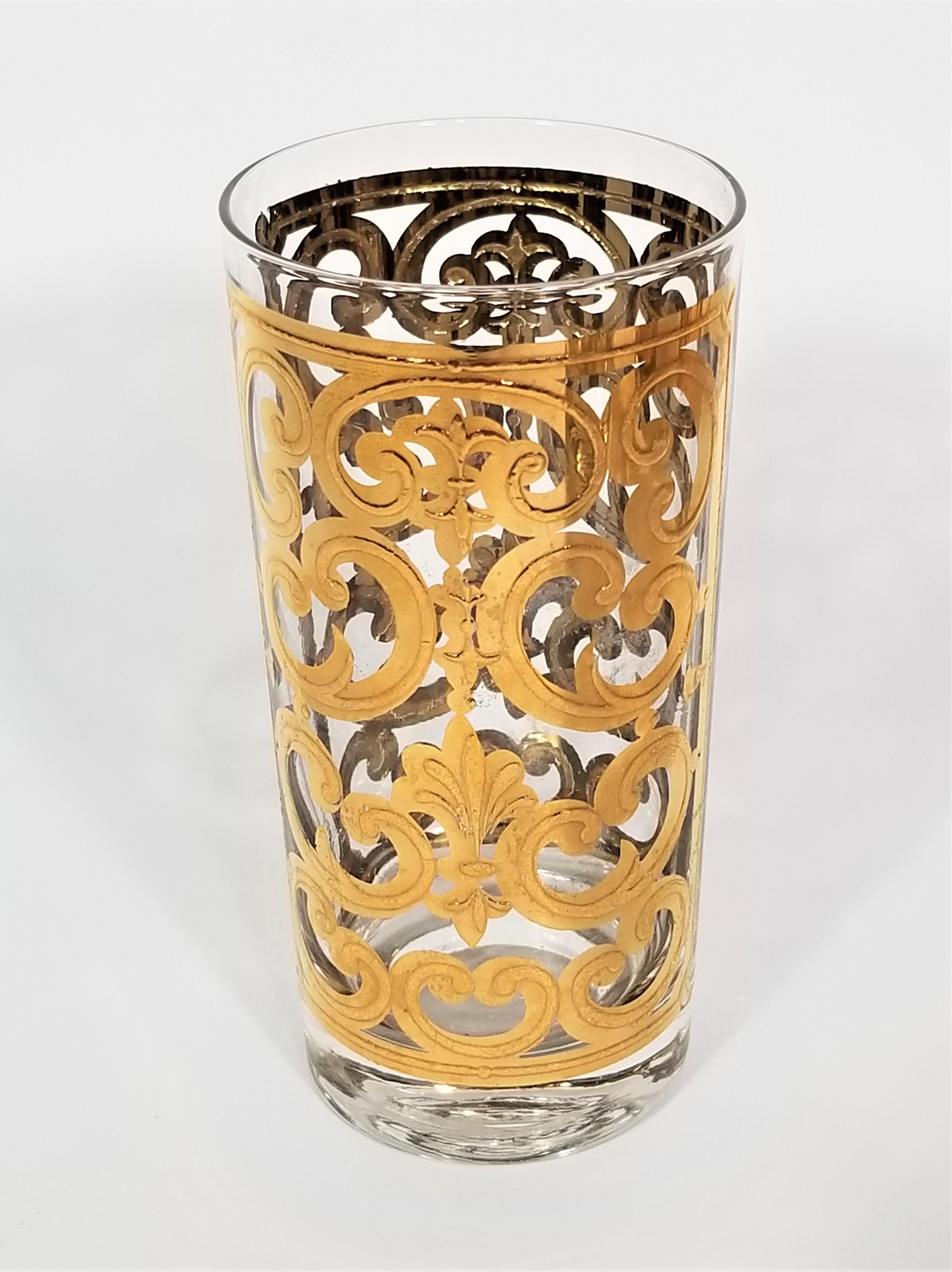 Georges Briard 22K Gold Glassware Barware 1960s Mid Century Set of 6 For Sale 3