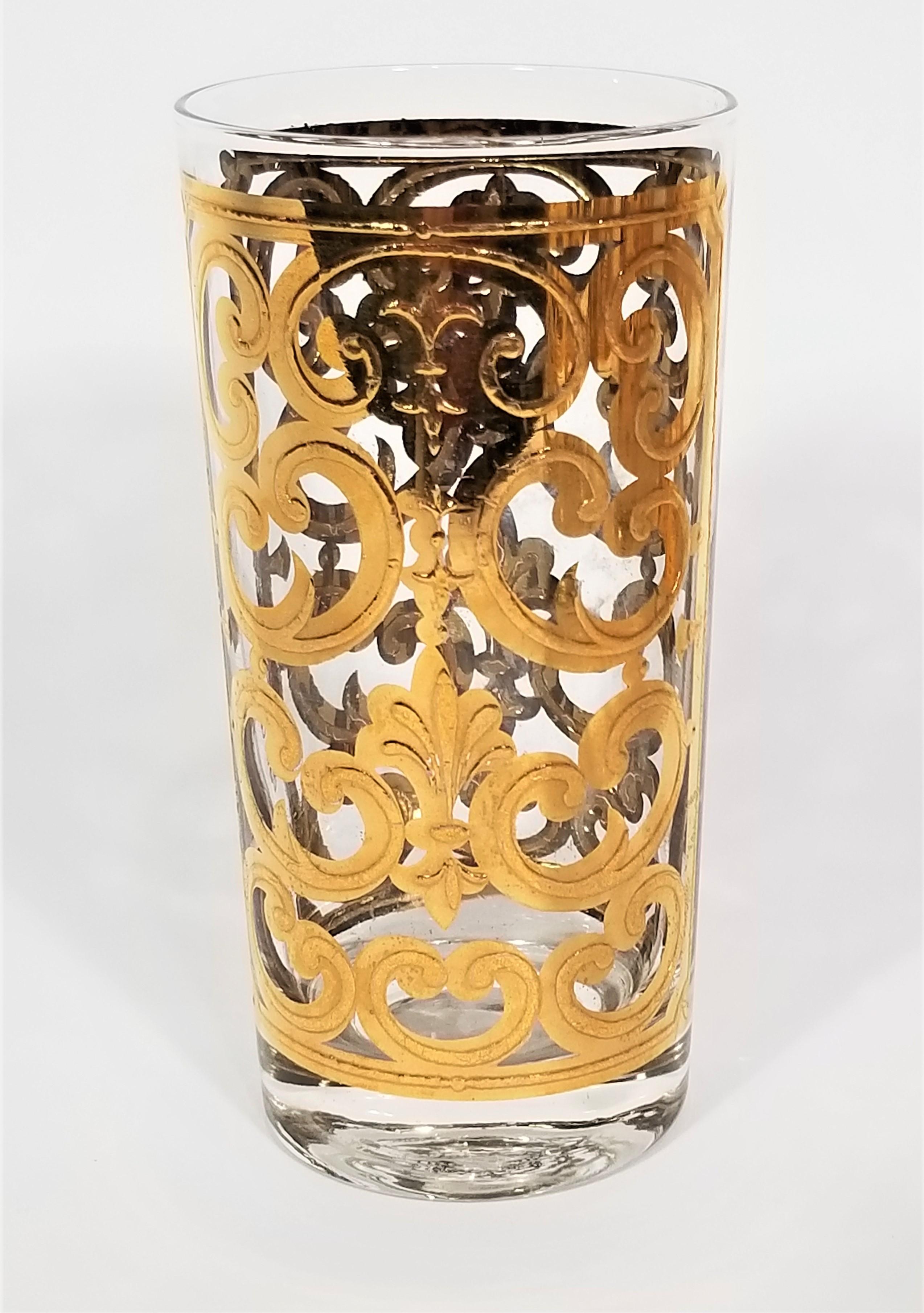 Georges Briard 22K Gold Glassware Barware 1960s Mid Century Set of 6 For Sale 4