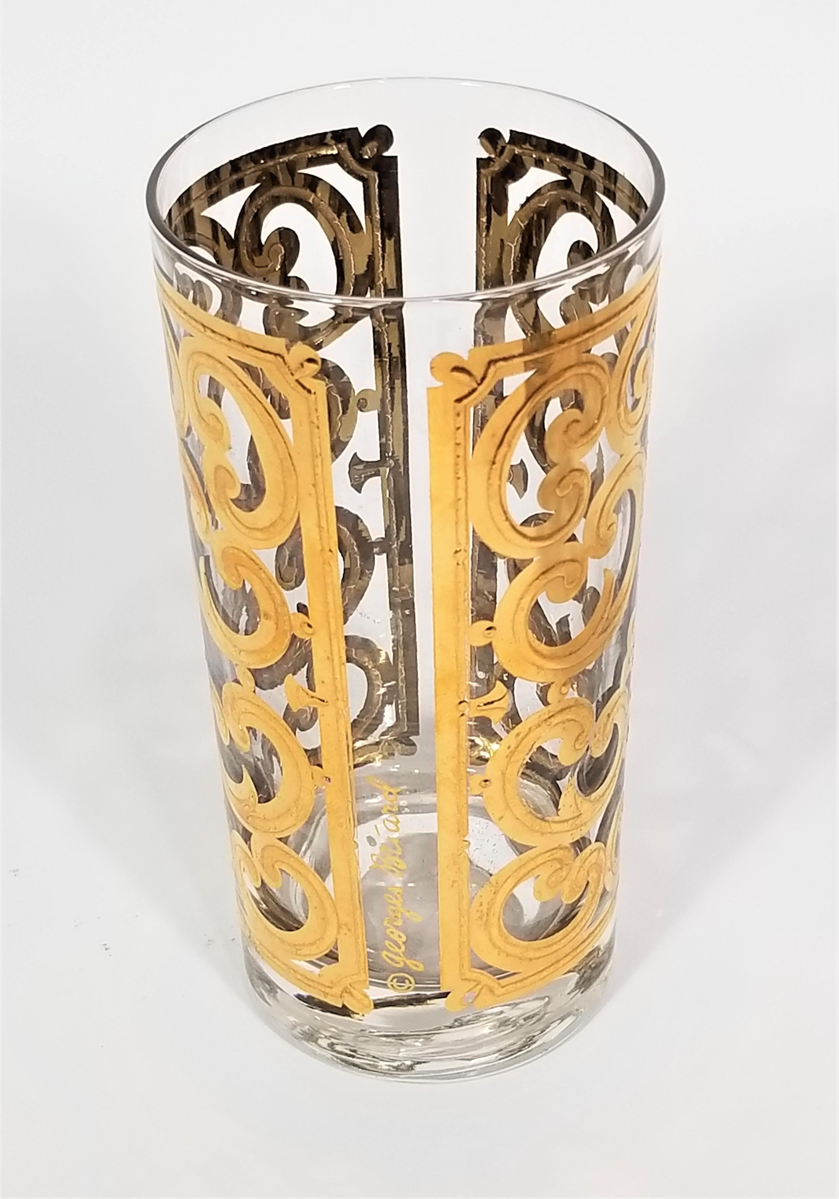 Georges Briard 22K Gold Glassware Barware 1960s Mid Century Set of 6 For Sale 6