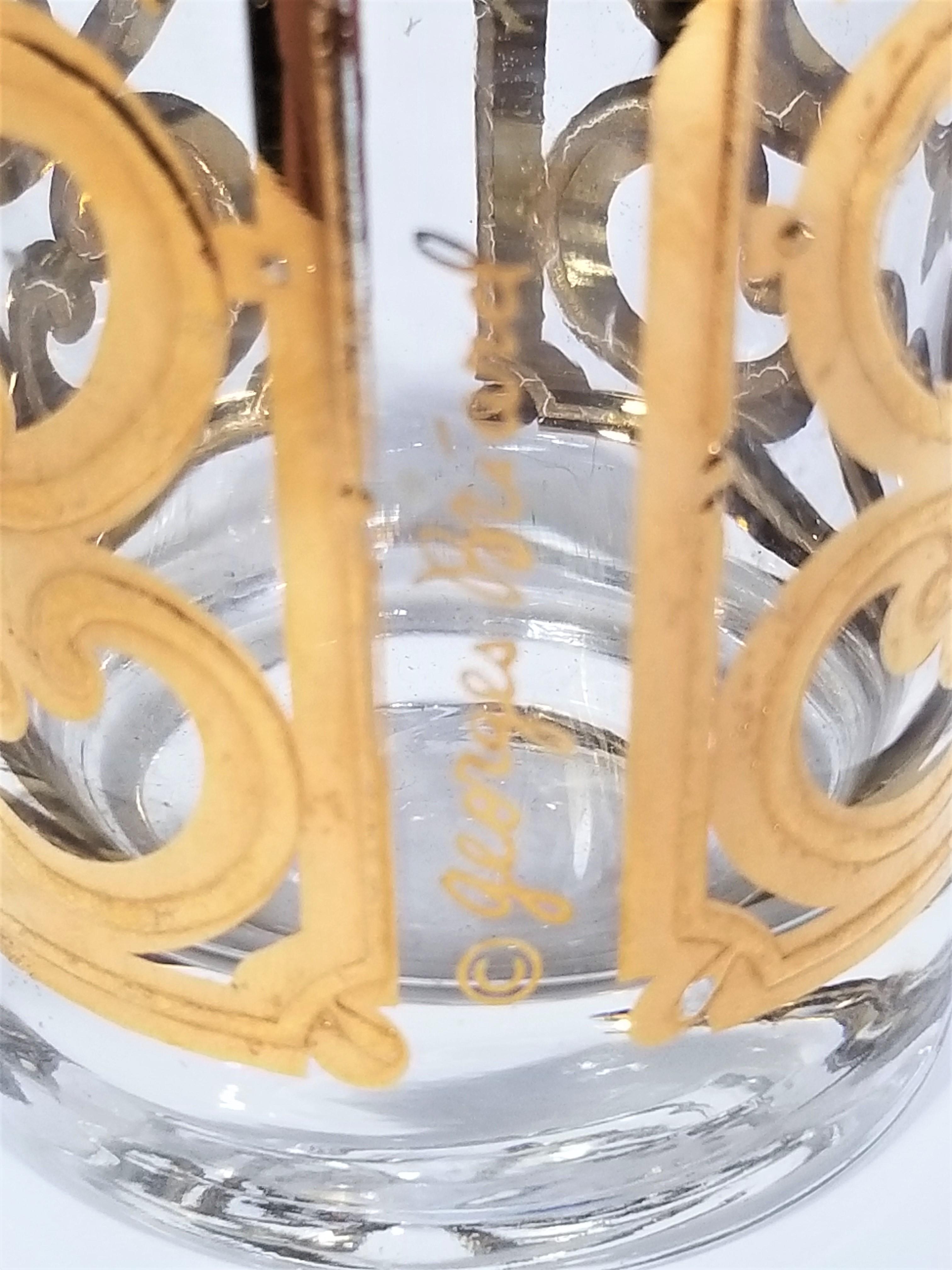 Georges Briard 22K Gold Glassware Barware 1960s Mid Century Set of 6 For Sale 8