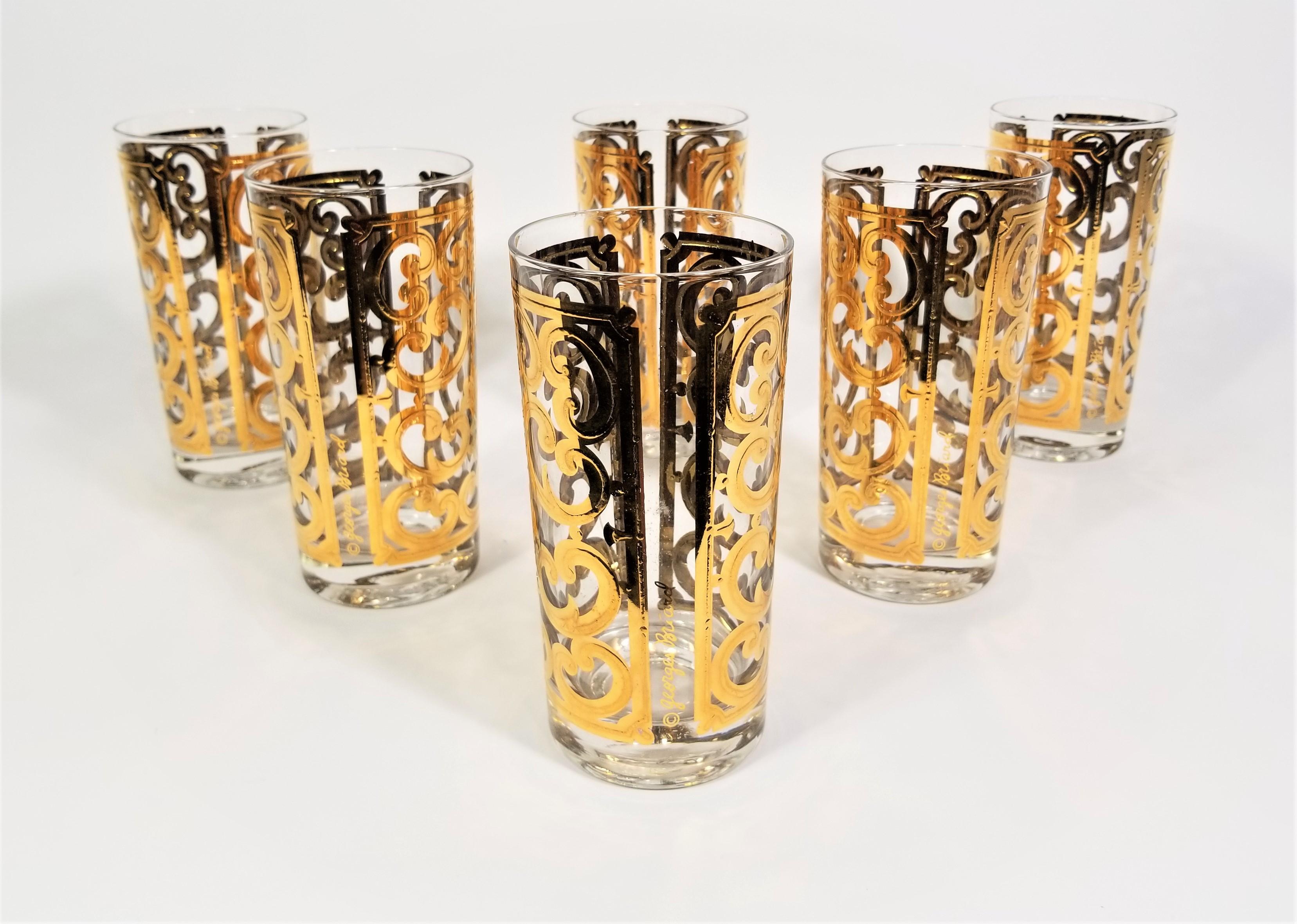 Georges Briard 22K gold glassware barware 1960s mid century. Set of 6. All glasses are signed and in Excellent condition.

*We have a total of 14 of these glasses listed separately as a set of 6 and set of 8 