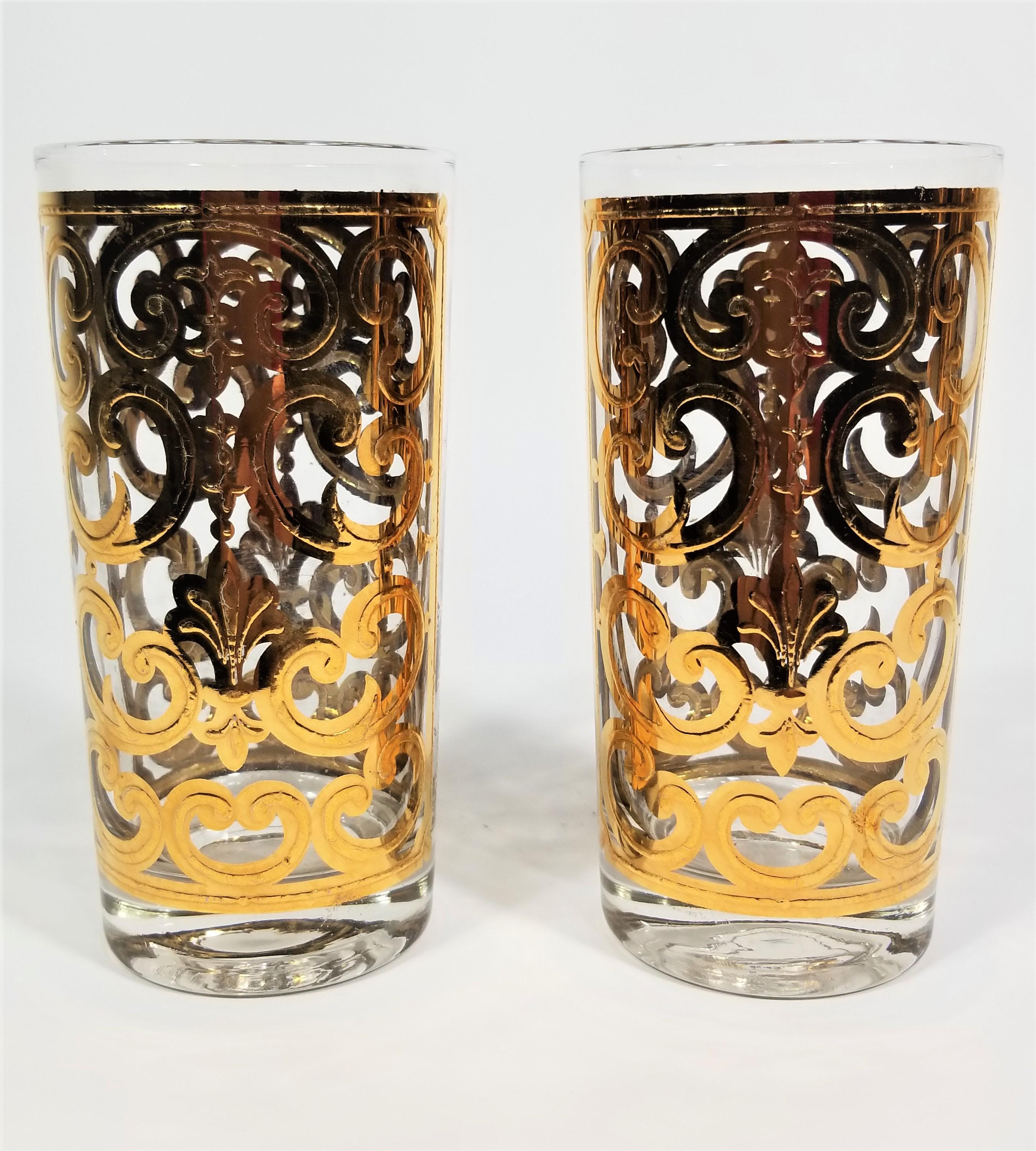 Georges Briard 22K Gold Glassware Barware 1960s Mid Century Set of 6 For Sale 1