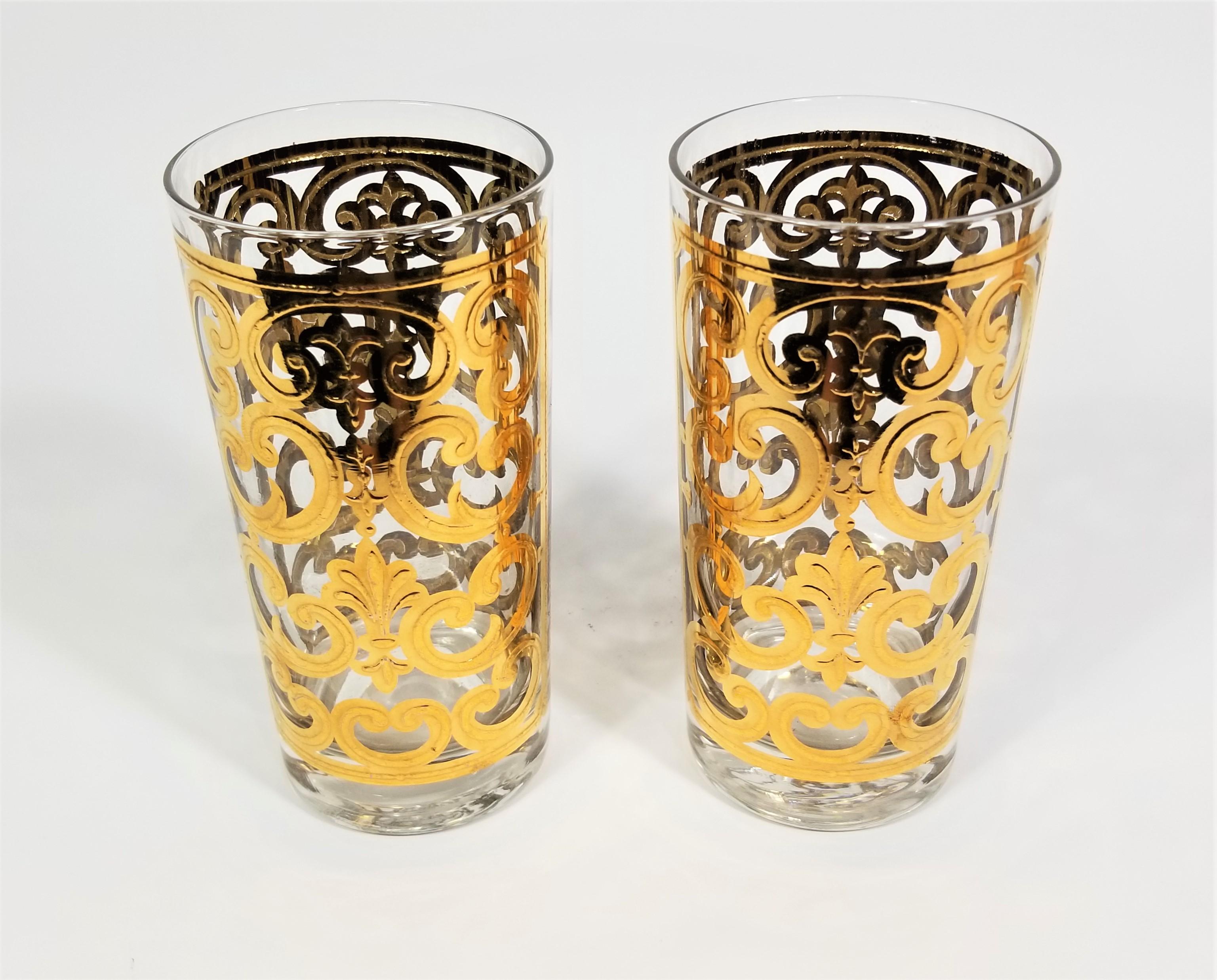 Georges Briard 22K Gold Glassware Barware 1960s Mid Century Set of 6 For Sale 2