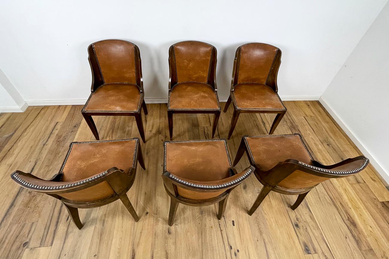 Early 20th Century 6 Gondola Chairs Art Deco Around 1930 from France For Sale