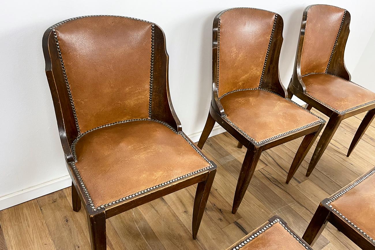 6 Gondola Chairs Art Deco Around 1930 from France For Sale 1