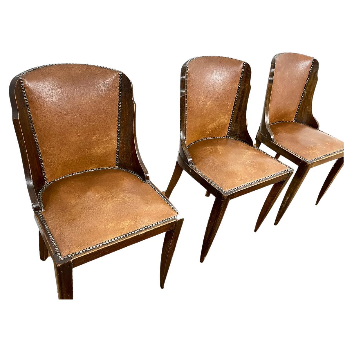 6 Gondola Chairs Art Deco Around 1930 from France For Sale