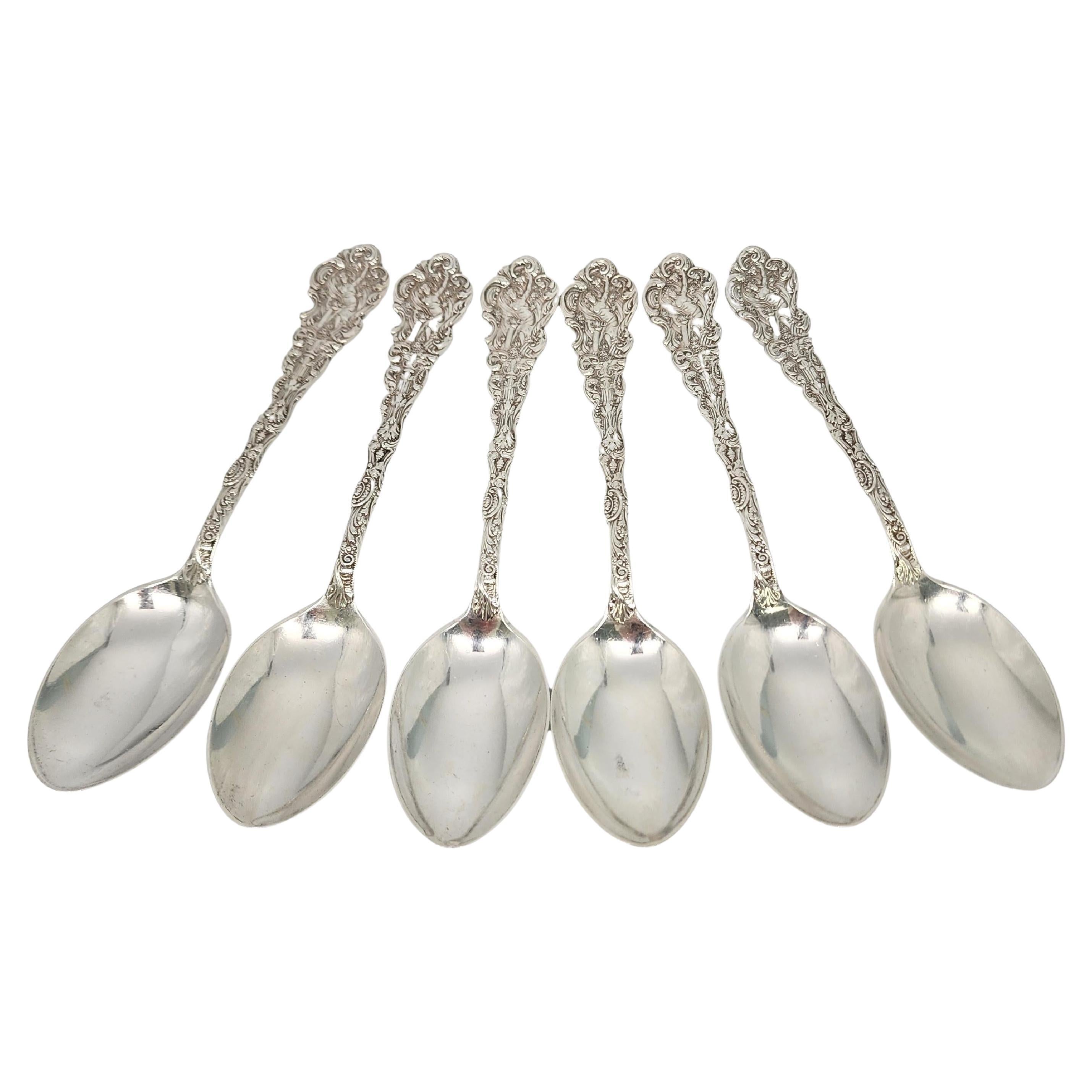 6 Gorham Versailles Sterling Silver Dessert Oval Soup Spoons 7 1/8" Mono #17141