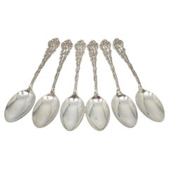 Antique 6 Gorham Versailles Sterling Silver Dessert Oval Soup Spoons 7 1/8" Mono #21299