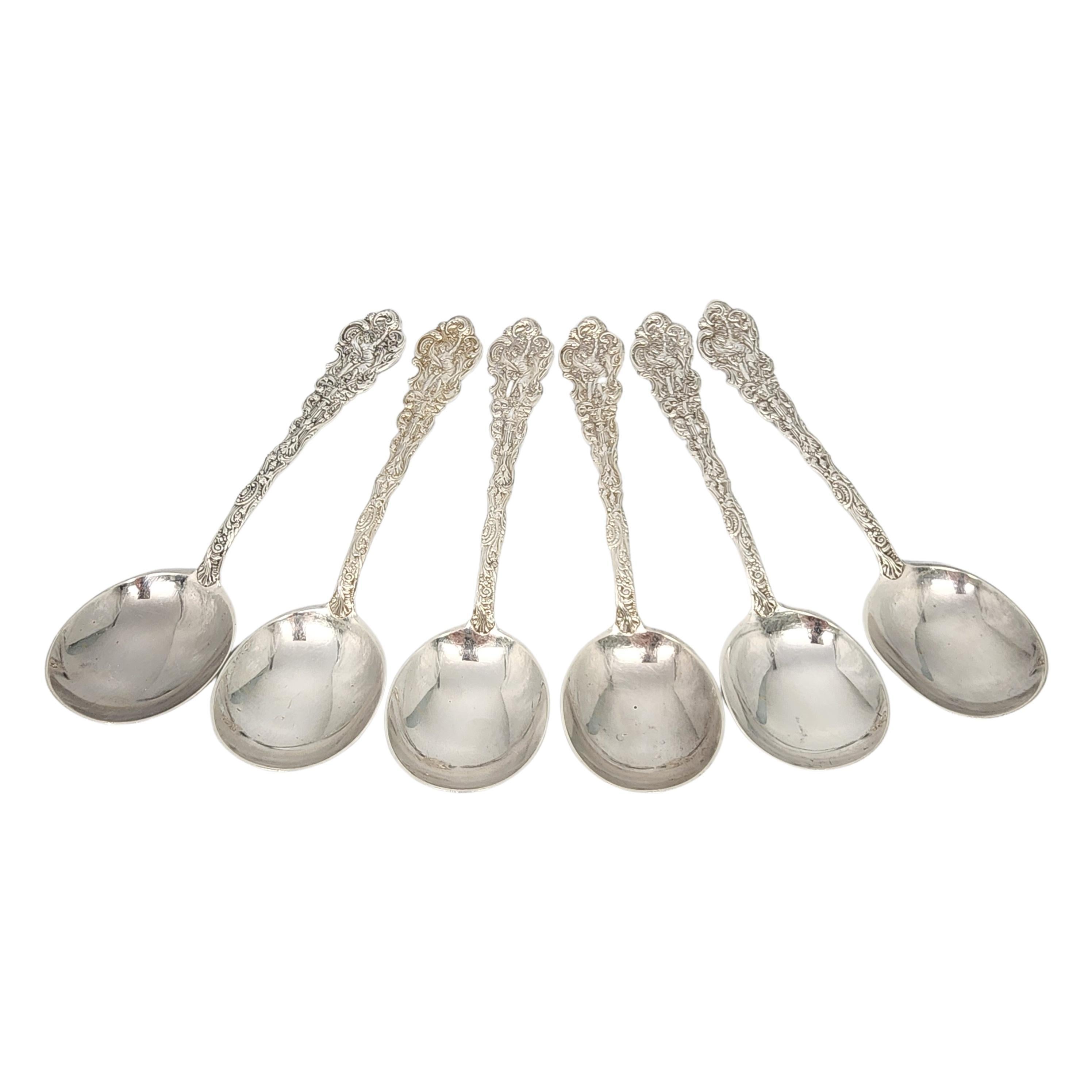 6 Gorham Versailles Sterling Silver Round Bowl Gumbo Spoons 6 5/8" w/Mono #17140