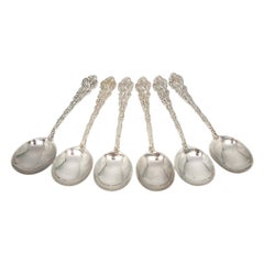 Antique 6 Gorham Versailles Sterling Silver Round Bowl Gumbo Spoons 6 5/8" w/Mono #17140