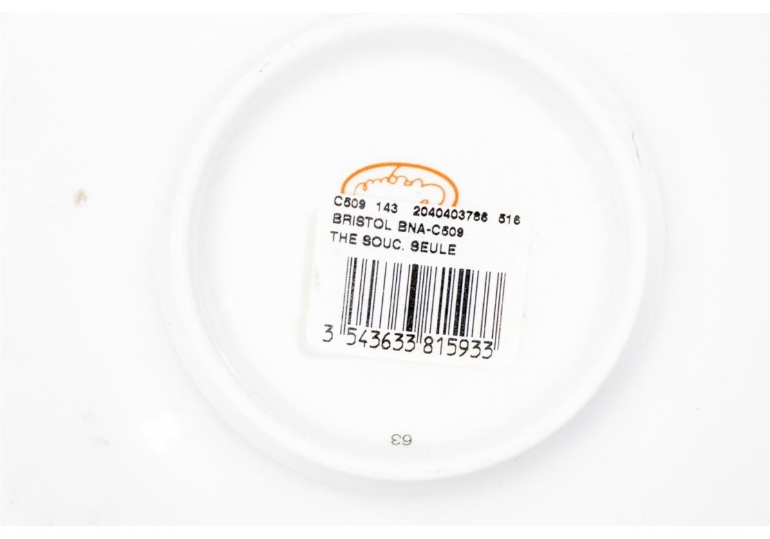 6 Green Le Cirque N.Y. Tazas de té y platillos con monos de la marca Bernardaud Porcelana en venta