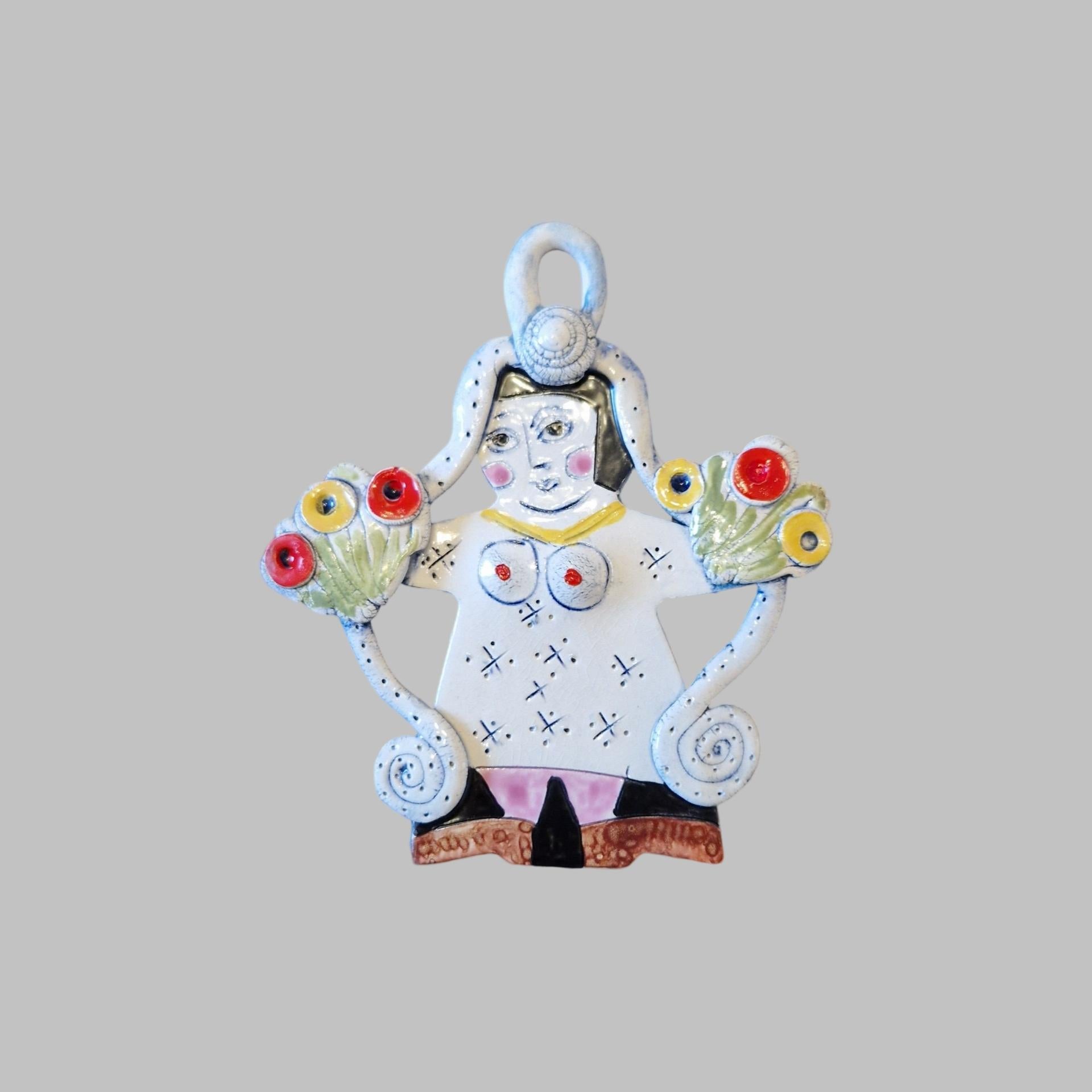 Contemporary 6 Handmade Ceramic Filihankat Christmas Ornaments by Marianne Steenholdt Bork For Sale