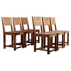 Antique 6 Handmade Oak Chairs