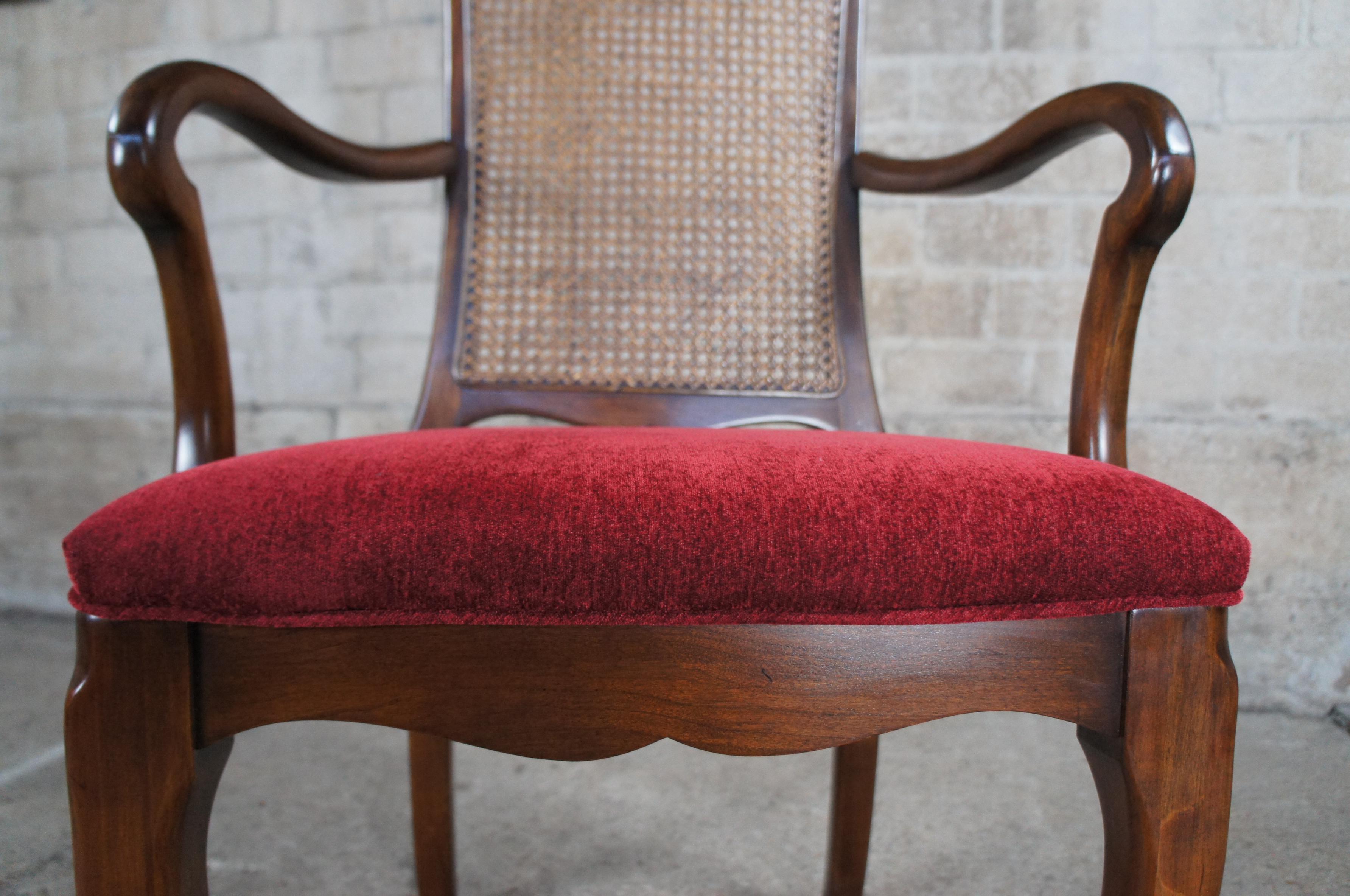 6 fauteuils de salle à manger cannés Harden de style Queen Anne en cerisier massif du milieu du siècle dernier en vente 2