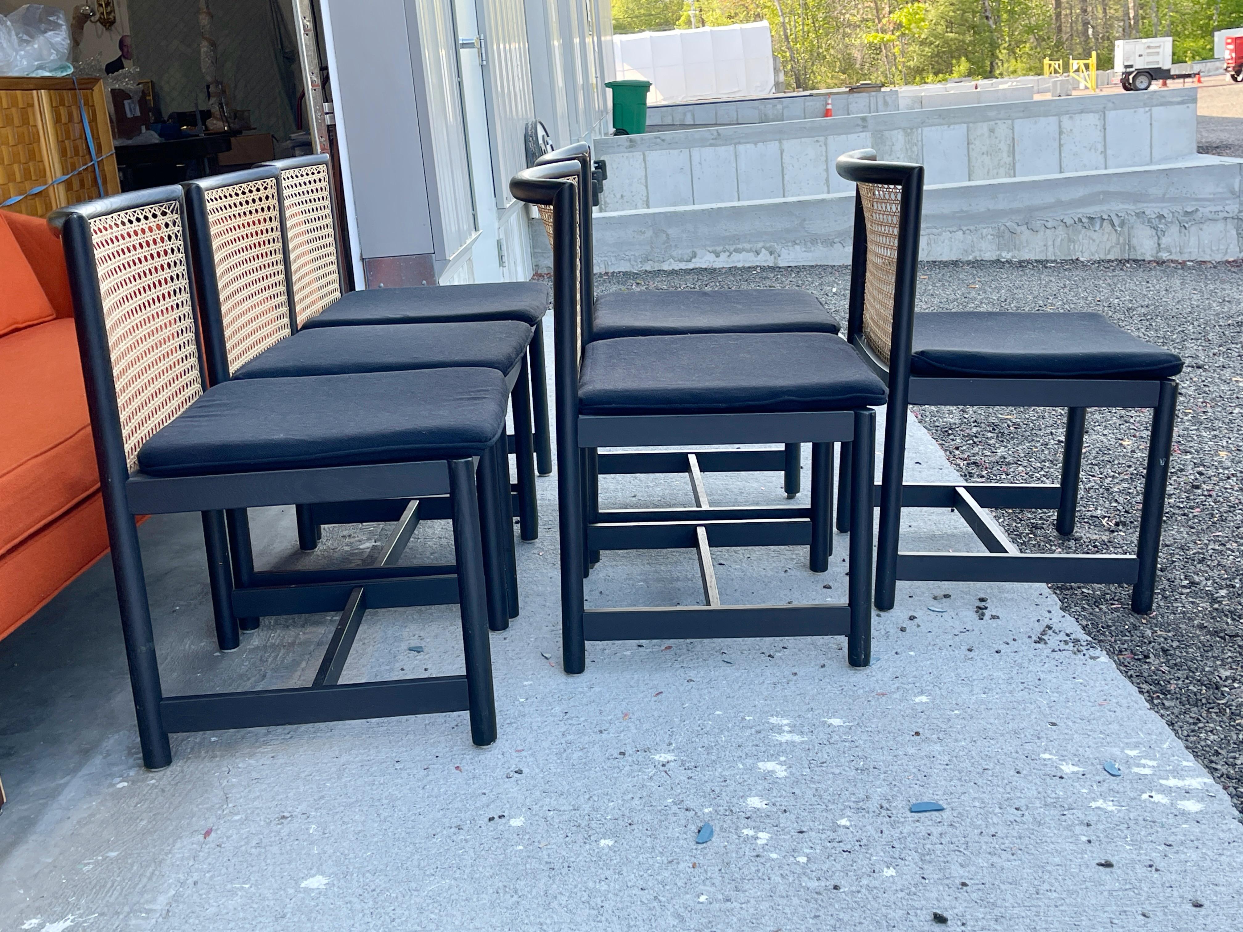 6 Harvey Probber Cane Back Dining Chairs For Sale 3