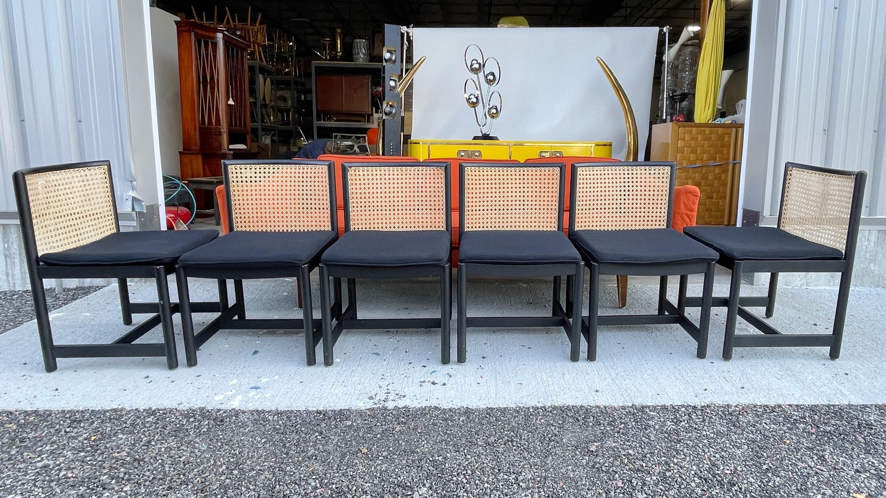 6 Harvey Probber Cane Back Dining Chairs In Good Condition For Sale In Hanover, MA