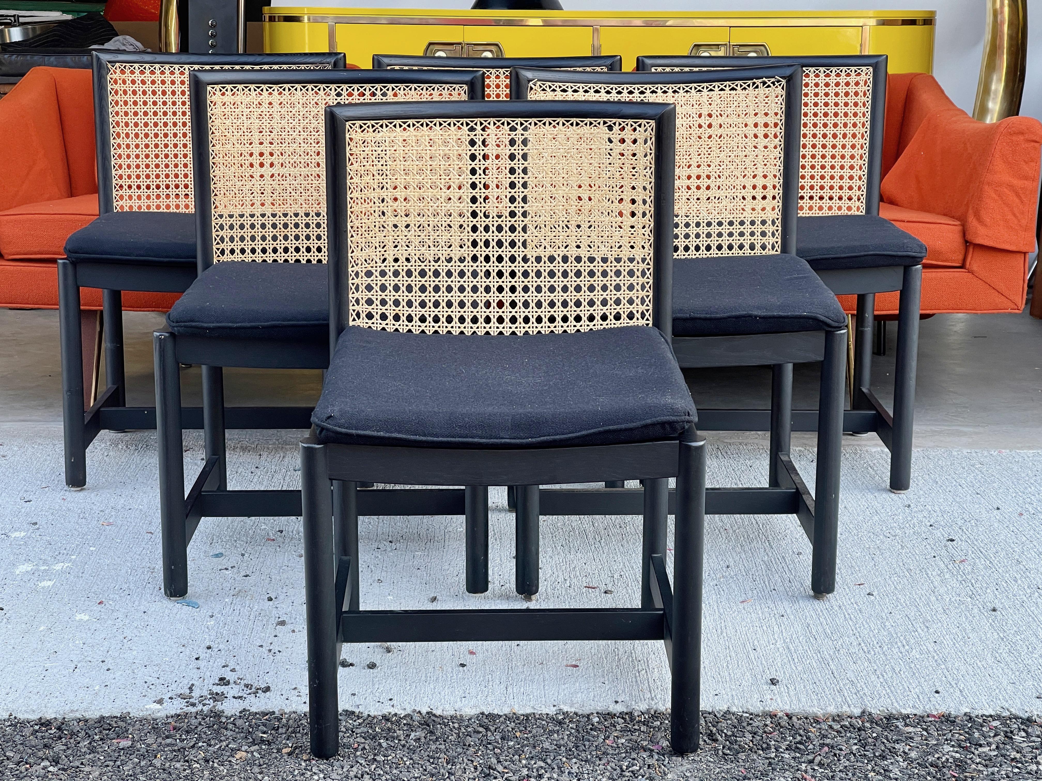 Late 20th Century 6 Harvey Probber Cane Back Dining Chairs For Sale