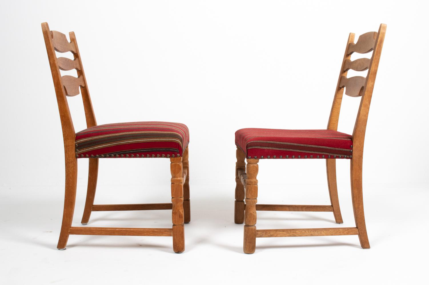 (6) Henning Kjaernulf Danish Mid-Century Oak Dining Chairs For Sale 6