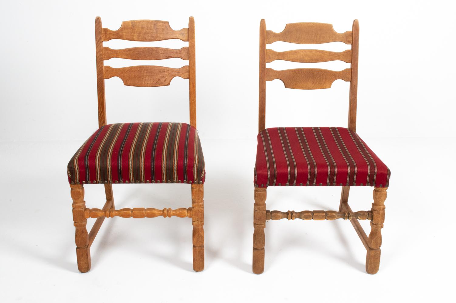 (6) Henning Kjaernulf Danish Mid-Century Oak Dining Chairs In Good Condition For Sale In Norwalk, CT