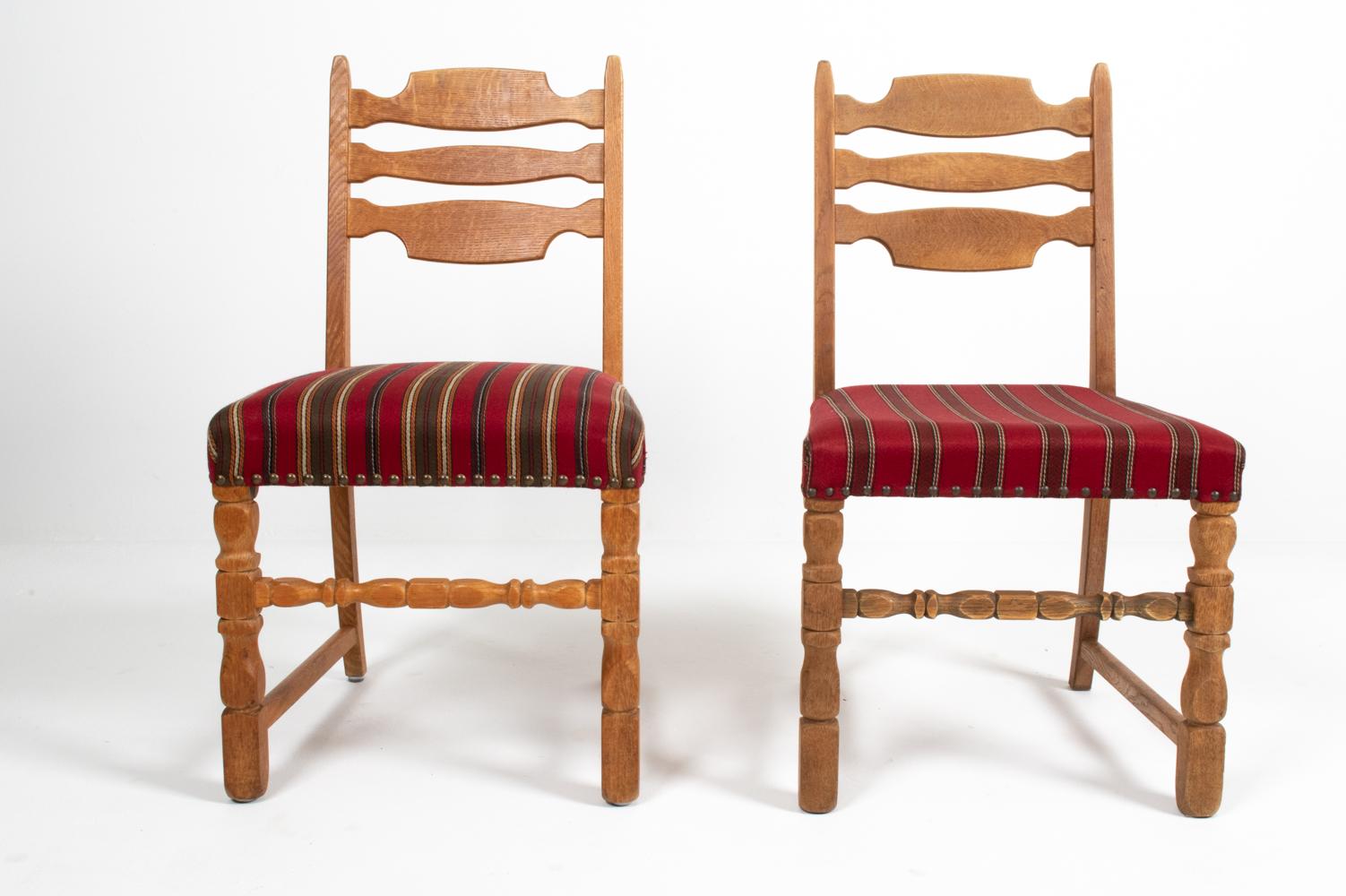 Mid-20th Century (6) Henning Kjaernulf Danish Mid-Century Oak Dining Chairs For Sale