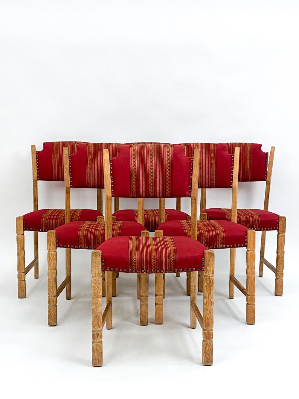 Scandinave moderne (6) Chaises de salle à manger Henning Kjaernulf en chêne danois en vente