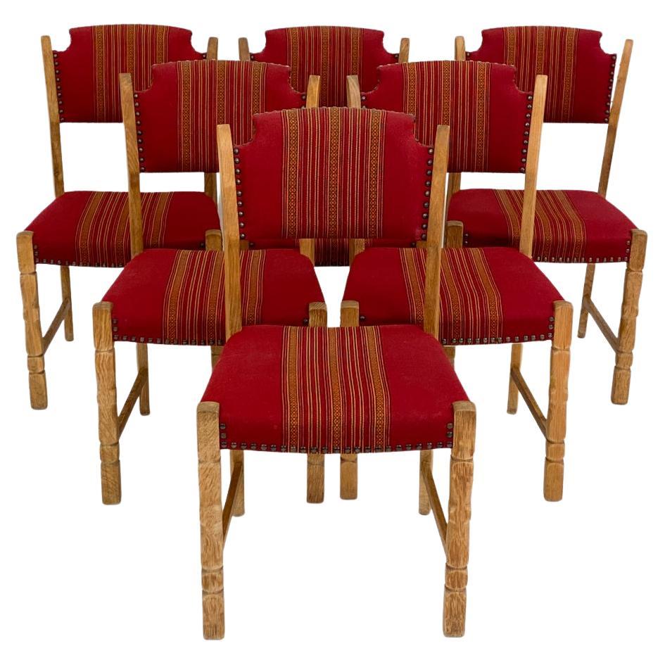 (6) Chaises de salle à manger Henning Kjaernulf en chêne danois en vente