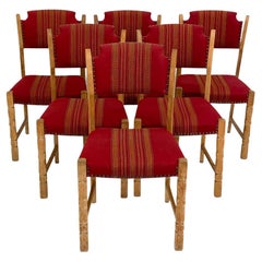 (6) Chaises de salle à manger Henning Kjaernulf en chêne danois