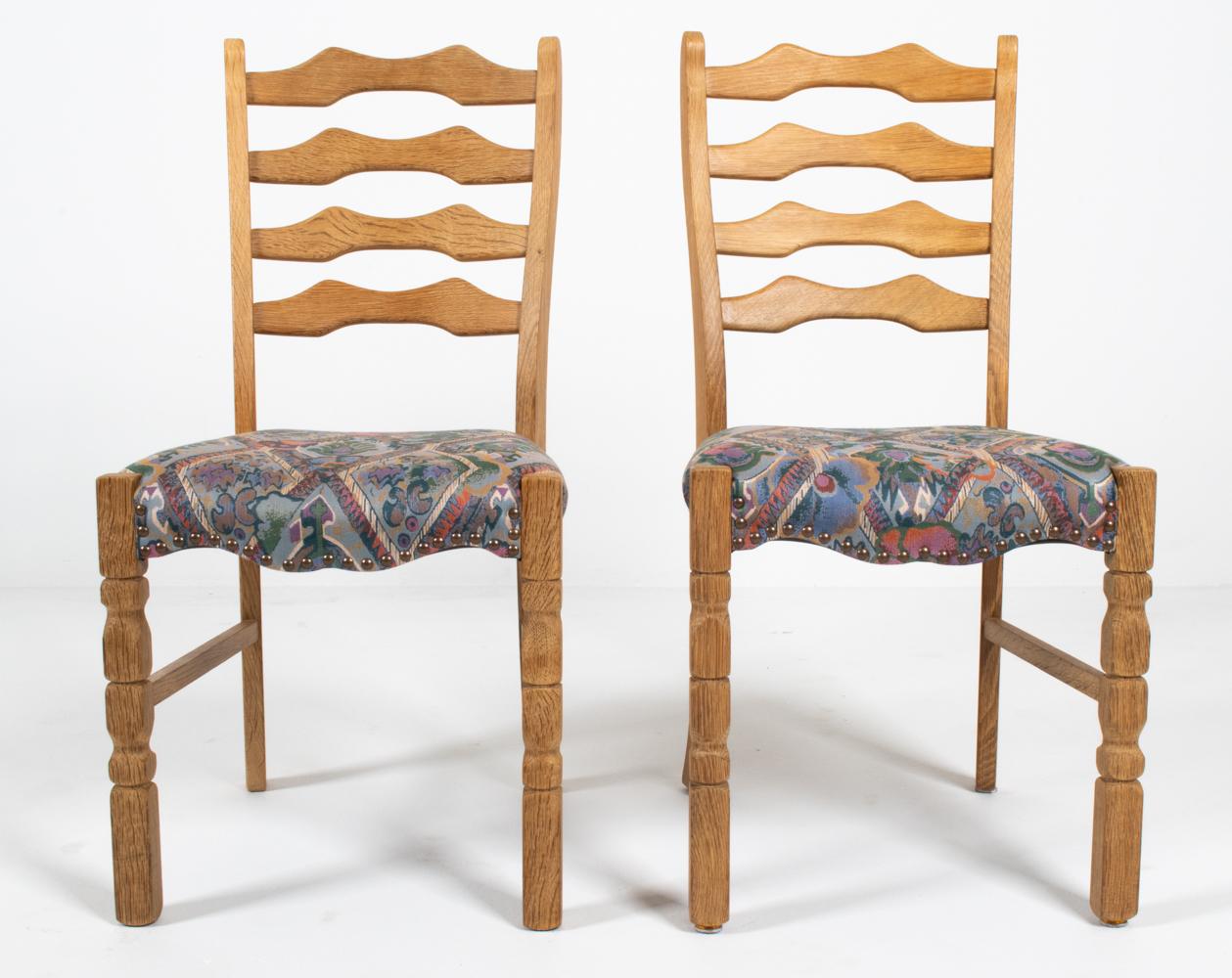 (6) Henning Kjaernulf Danish Oak Ladder Back Dining Chairs For Sale 8
