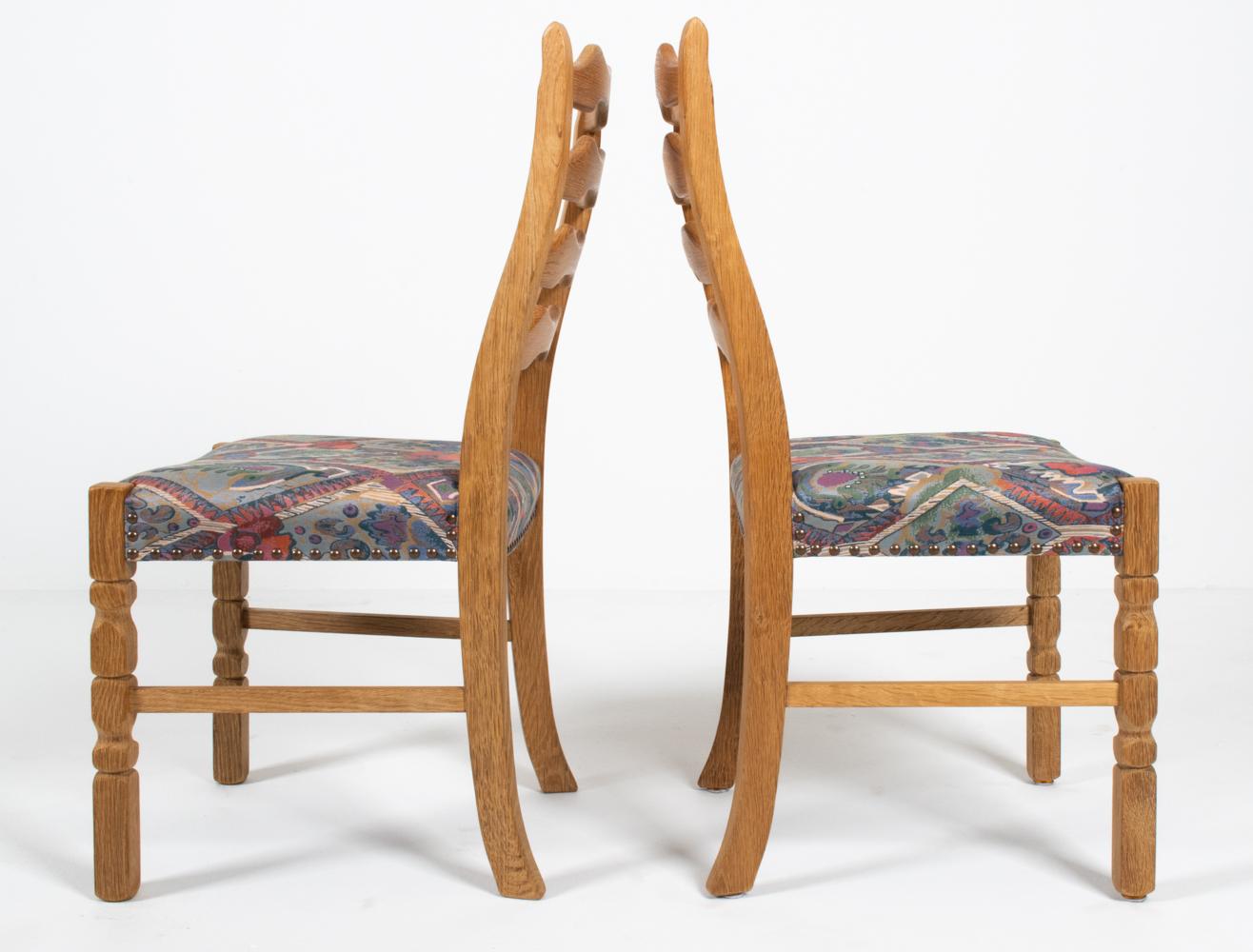 (6) Chaises de salle à manger Henning Kjaernulf en chêne danois à dossier en échelle en vente 8