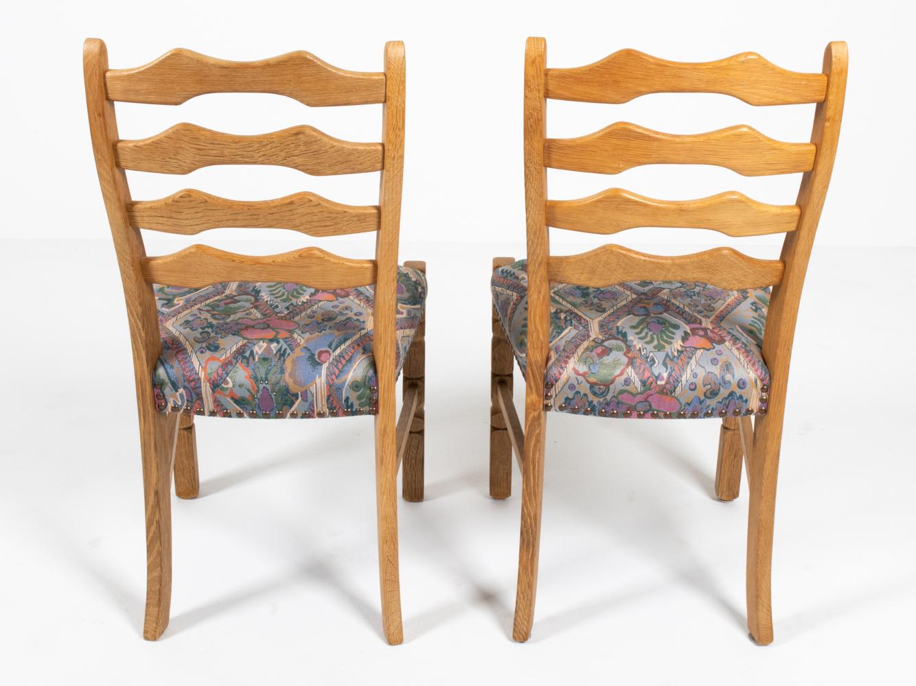 (6) Henning Kjaernulf Danish Oak Ladder Back Dining Chairs For Sale 11