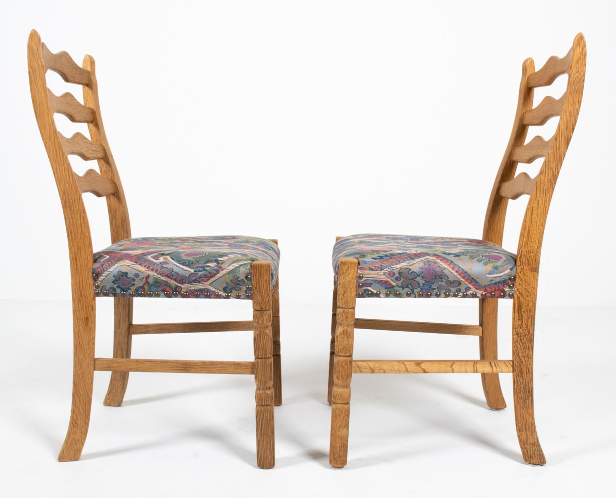 (6) Henning Kjaernulf Danish Oak Ladder Back Dining Chairs For Sale 14