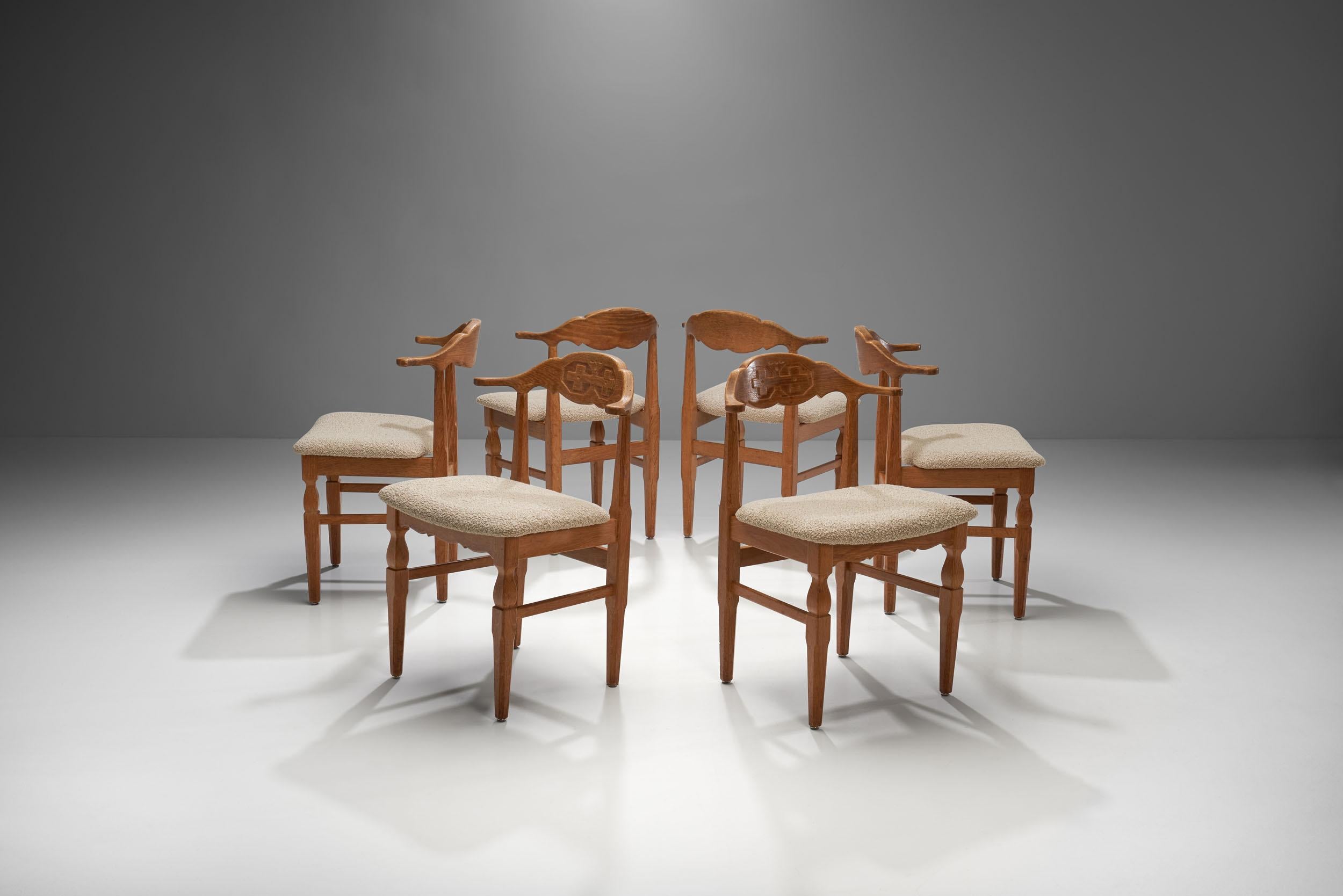 Danish 6 Henning Kjærnulf Dining Chairs, Denmark 1960s
